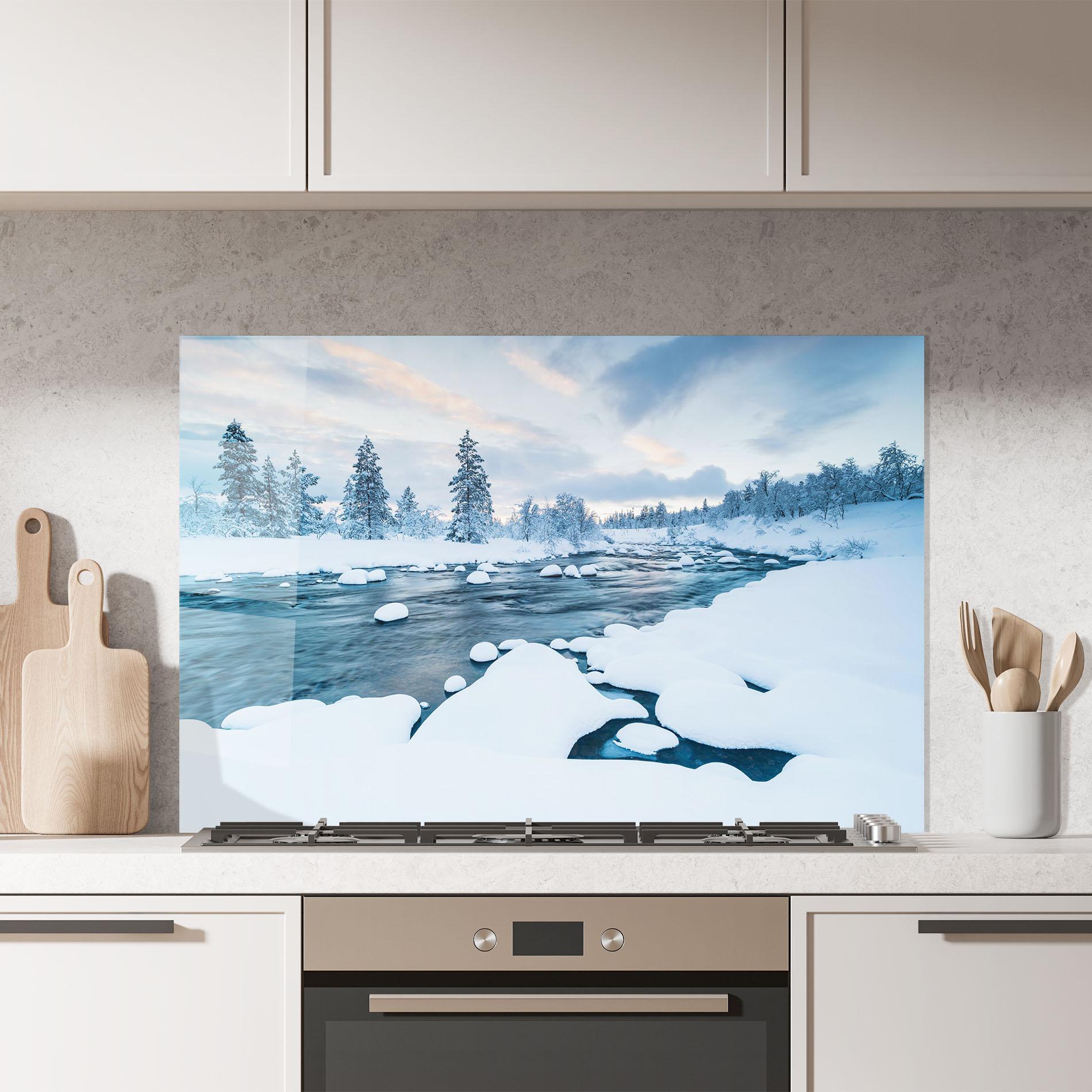 Panou Sticla Bucatarie Winter River mockup 7