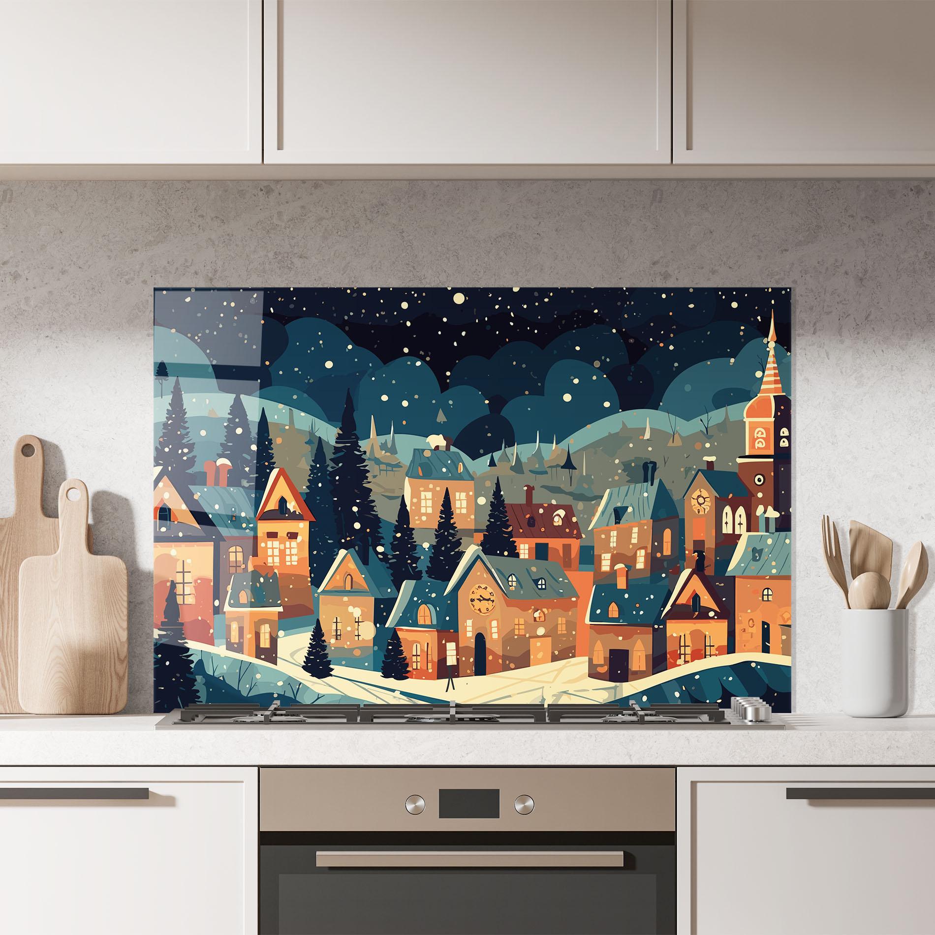 Panou Sticla Bucatarie Winter View Houses mockup 7