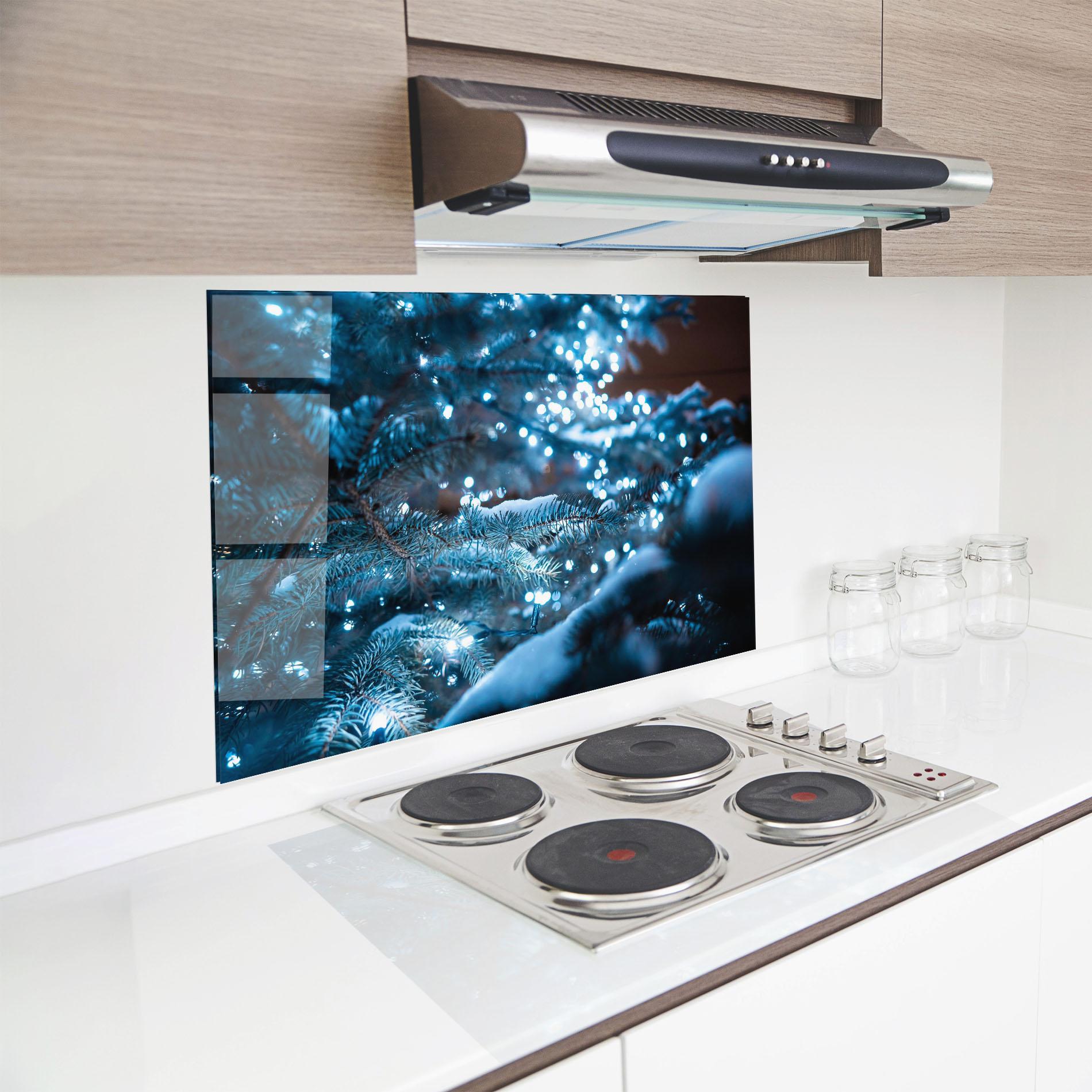 Panou Sticla Bucatarie Blue Christmas Tree mockup 8