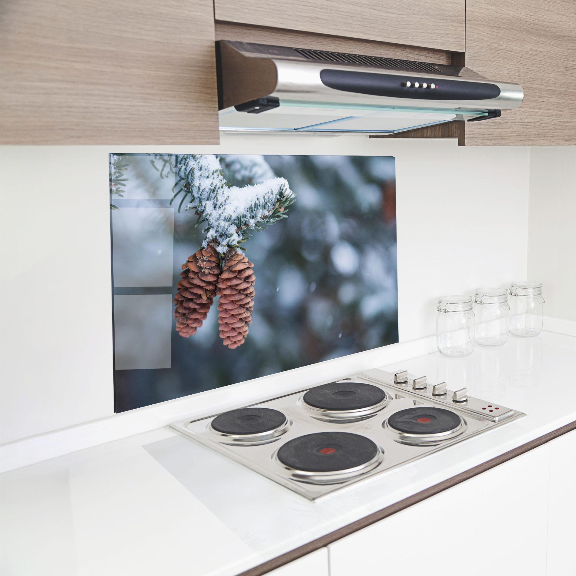 Panou Sticla Bucatarie Winter Cones mockup 8