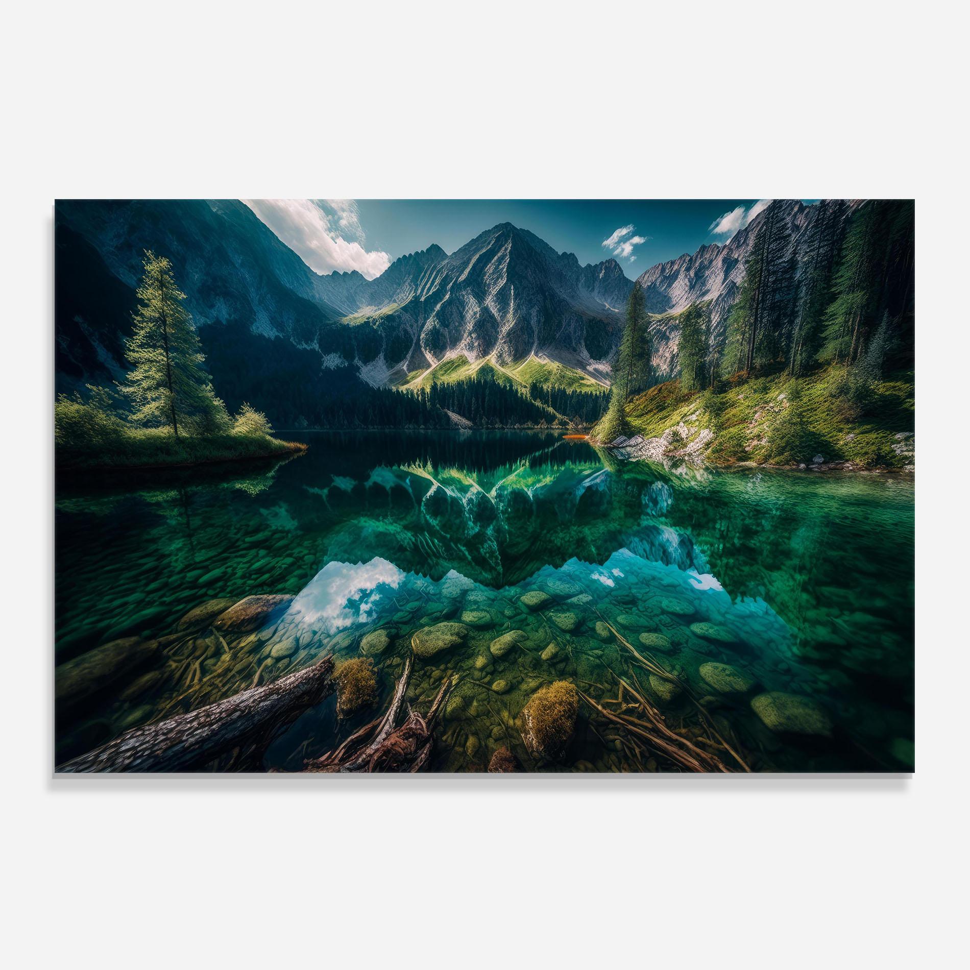 Panou Sticla Bucatarie Beautiful Lake Mountain mockup 0