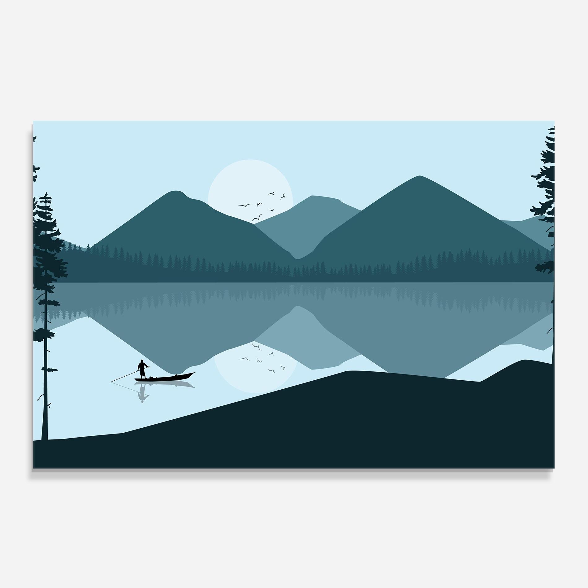 Panou Sticla Bucatarie Blue Light Lake mockup 0