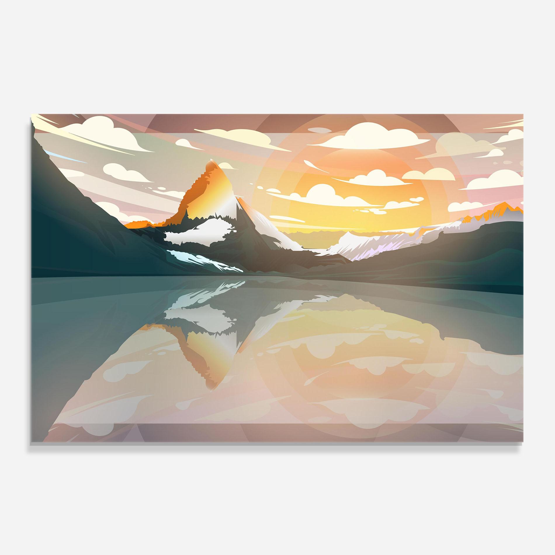 Panou Sticla Bucatarie Green Mountain Lake mockup 0