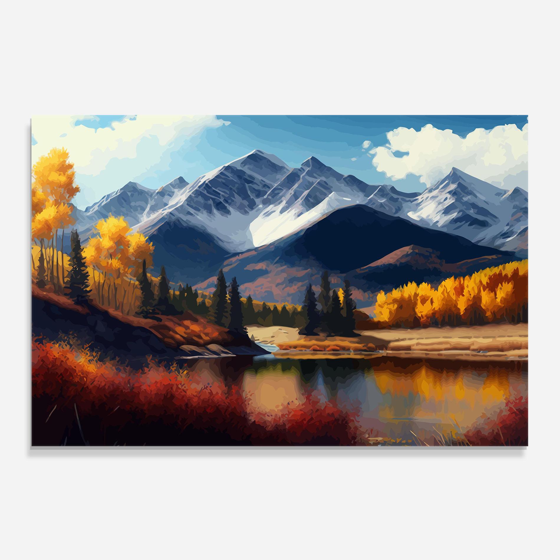 Panou Sticla Bucatarie Lake Autumn View mockup 0