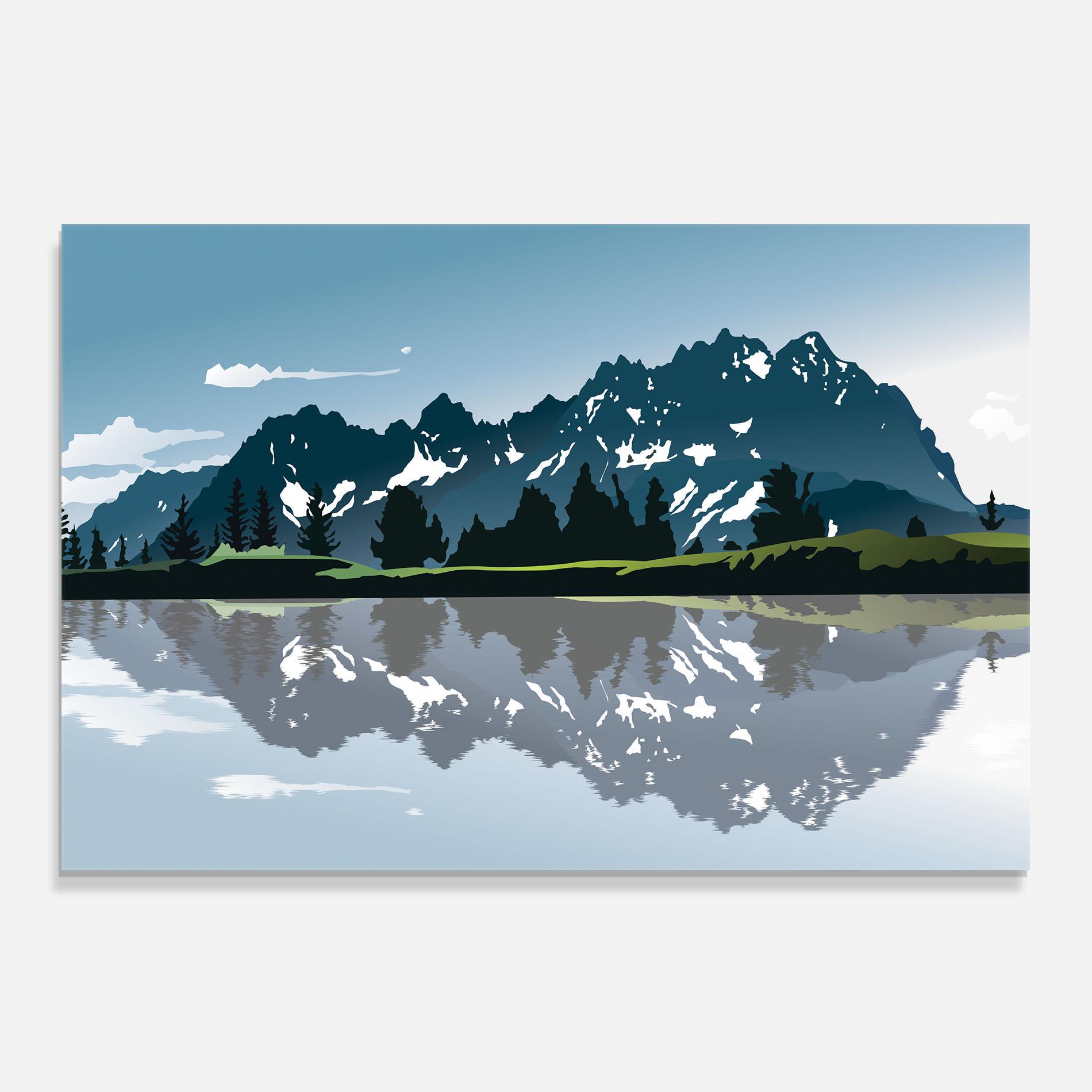 Panou Sticla Bucatarie Lake Blue Mountain mockup 0