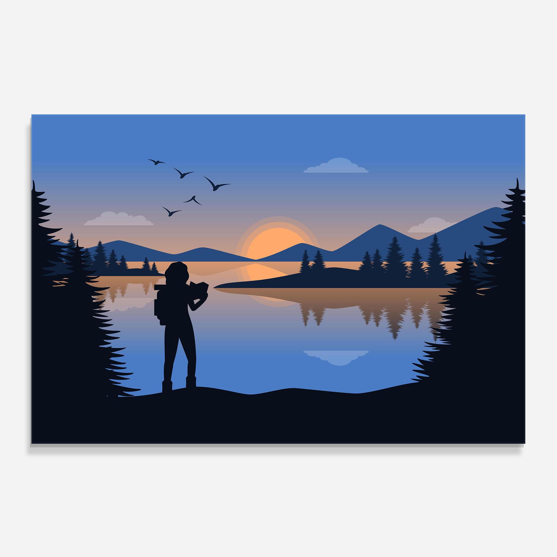 Panou Sticla Bucatarie Lake Woman View mockup 0
