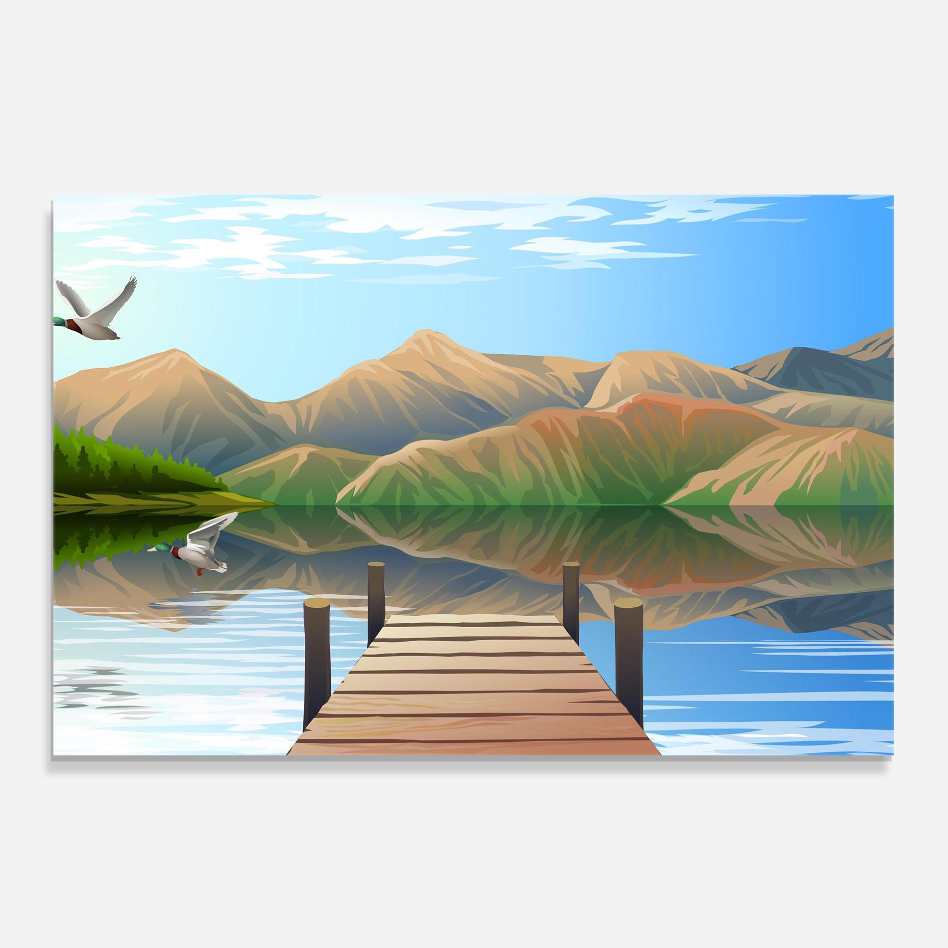 Panou Sticla Bucatarie Morning Lake mockup 0