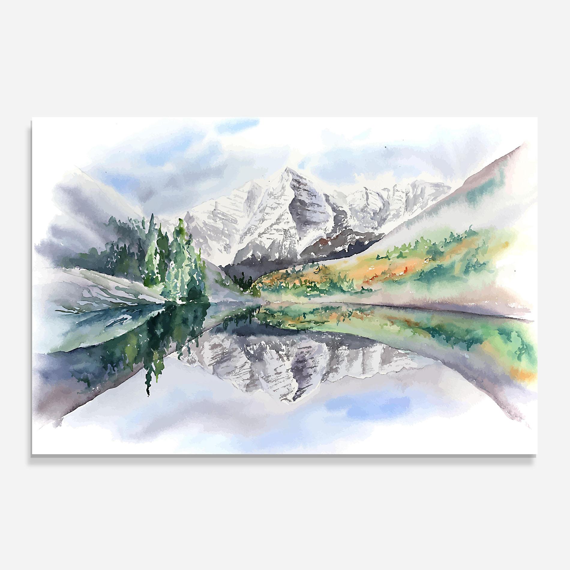 Panou Sticla Bucatarie Mountain Lake Paint mockup 0