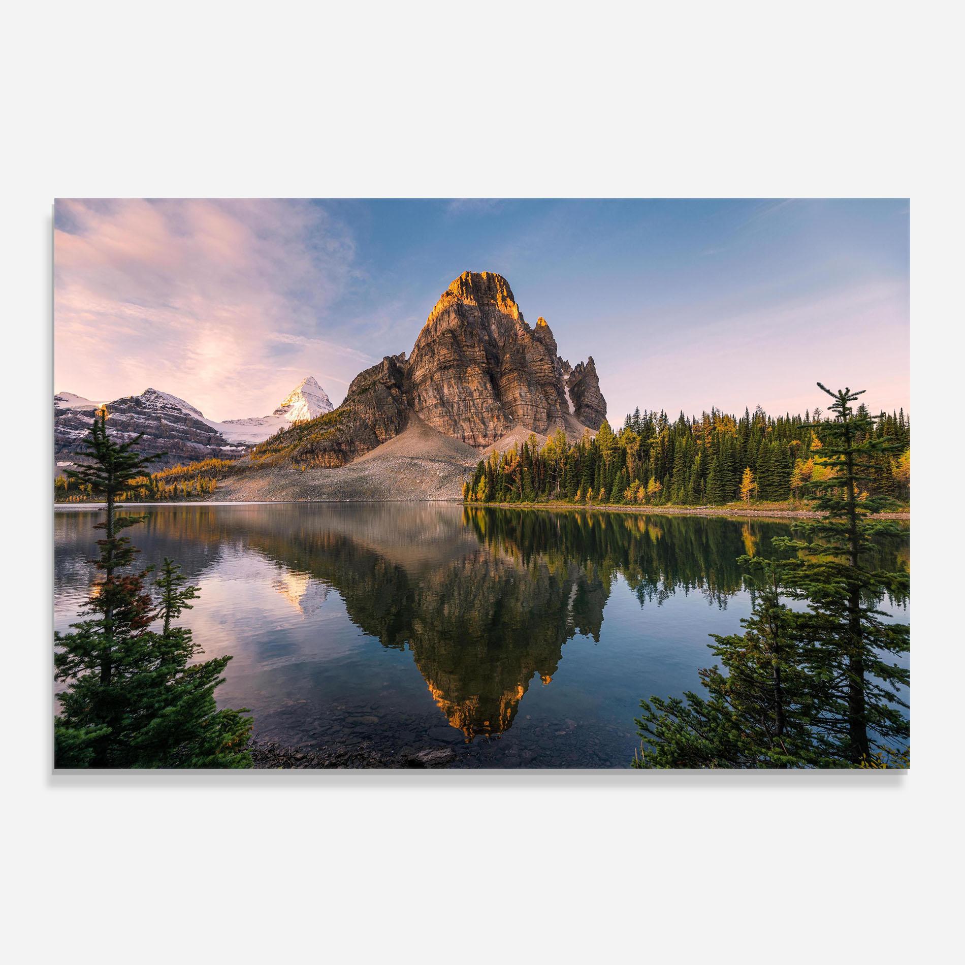 Panou Sticla Bucatarie Mountain Sunrise Lake mockup 0
