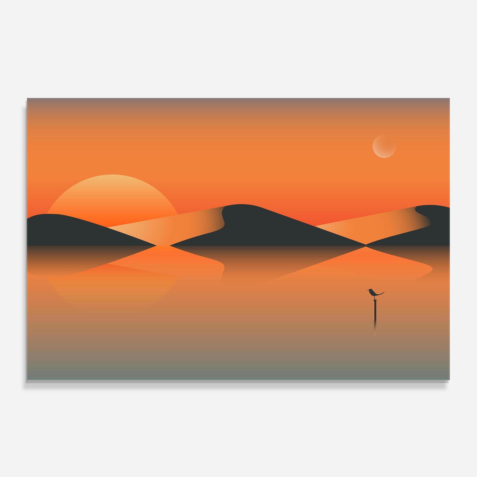 Panou Sticla Bucatarie Orange Bird Lake 01 mockup 0