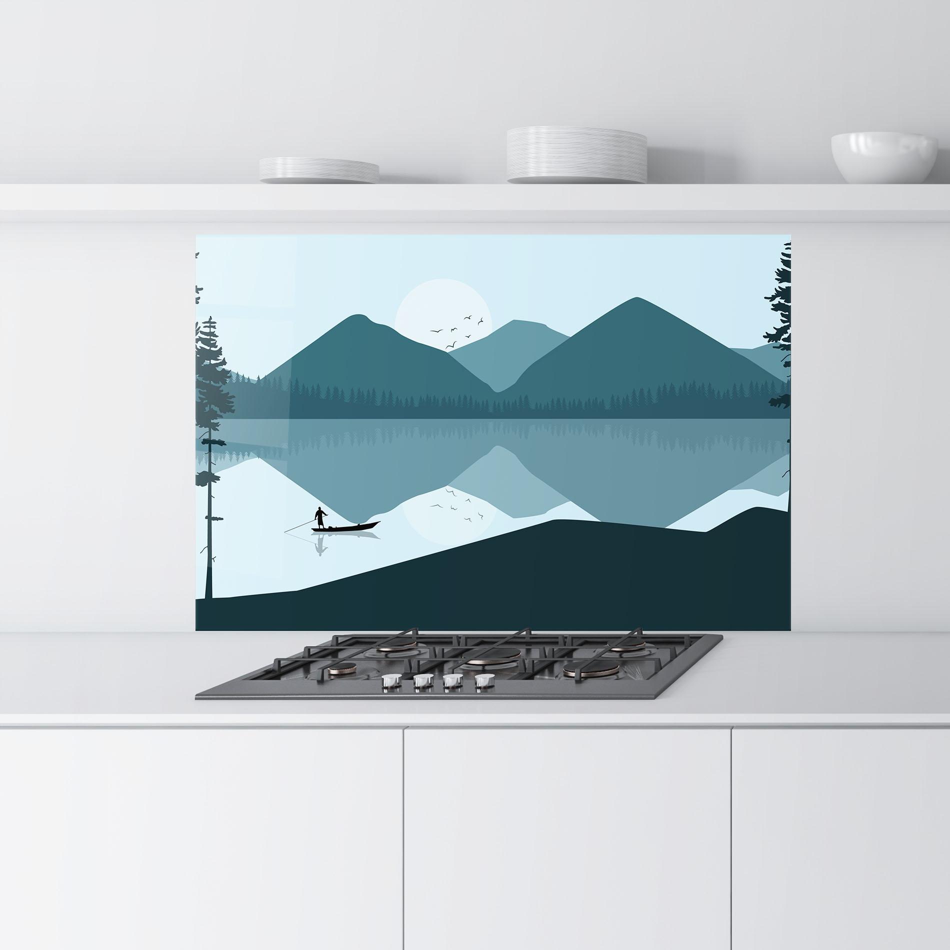 Panou Sticla Bucatarie Blue Light Lake mockup 9
