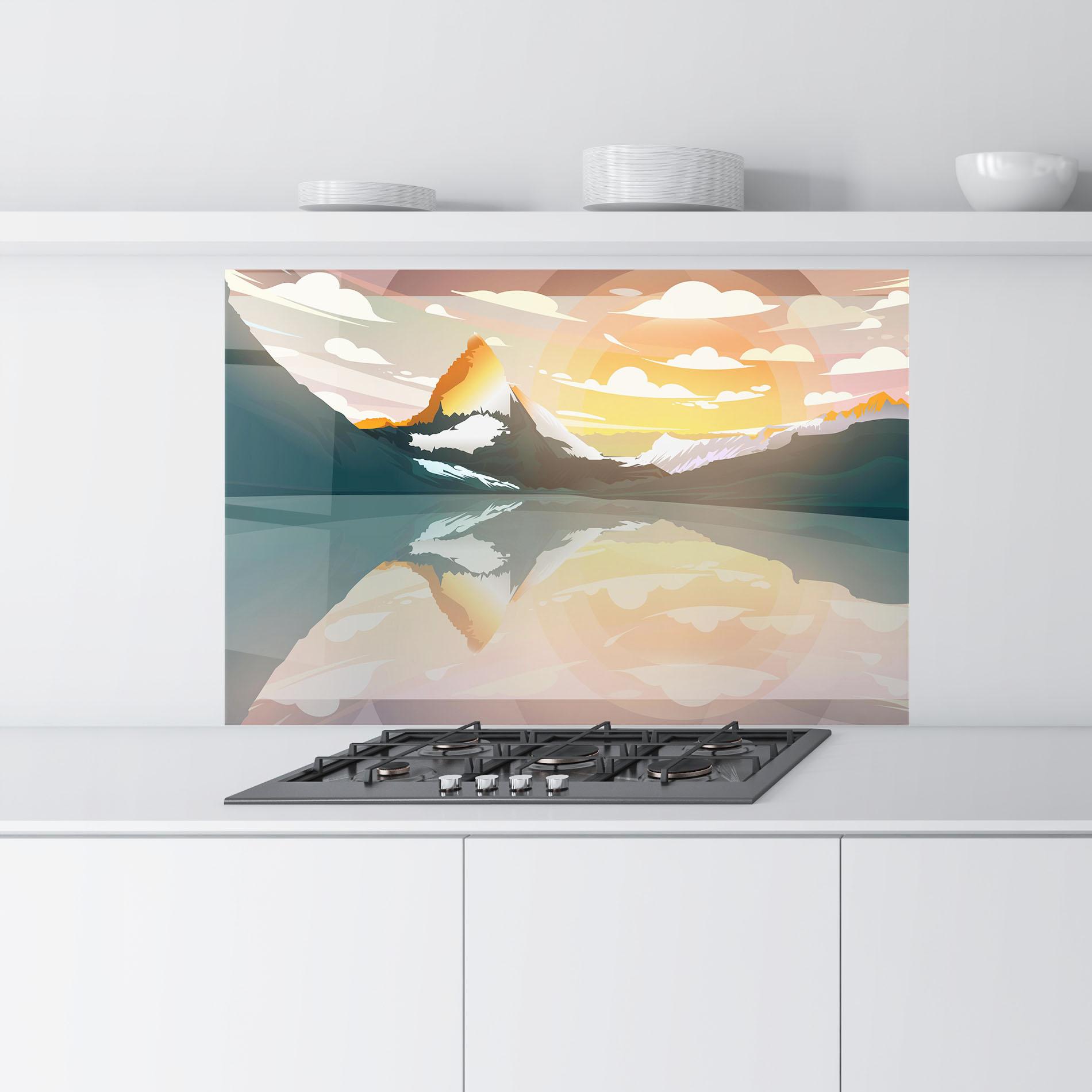 Panou Sticla Bucatarie Green Mountain Lake mockup 9