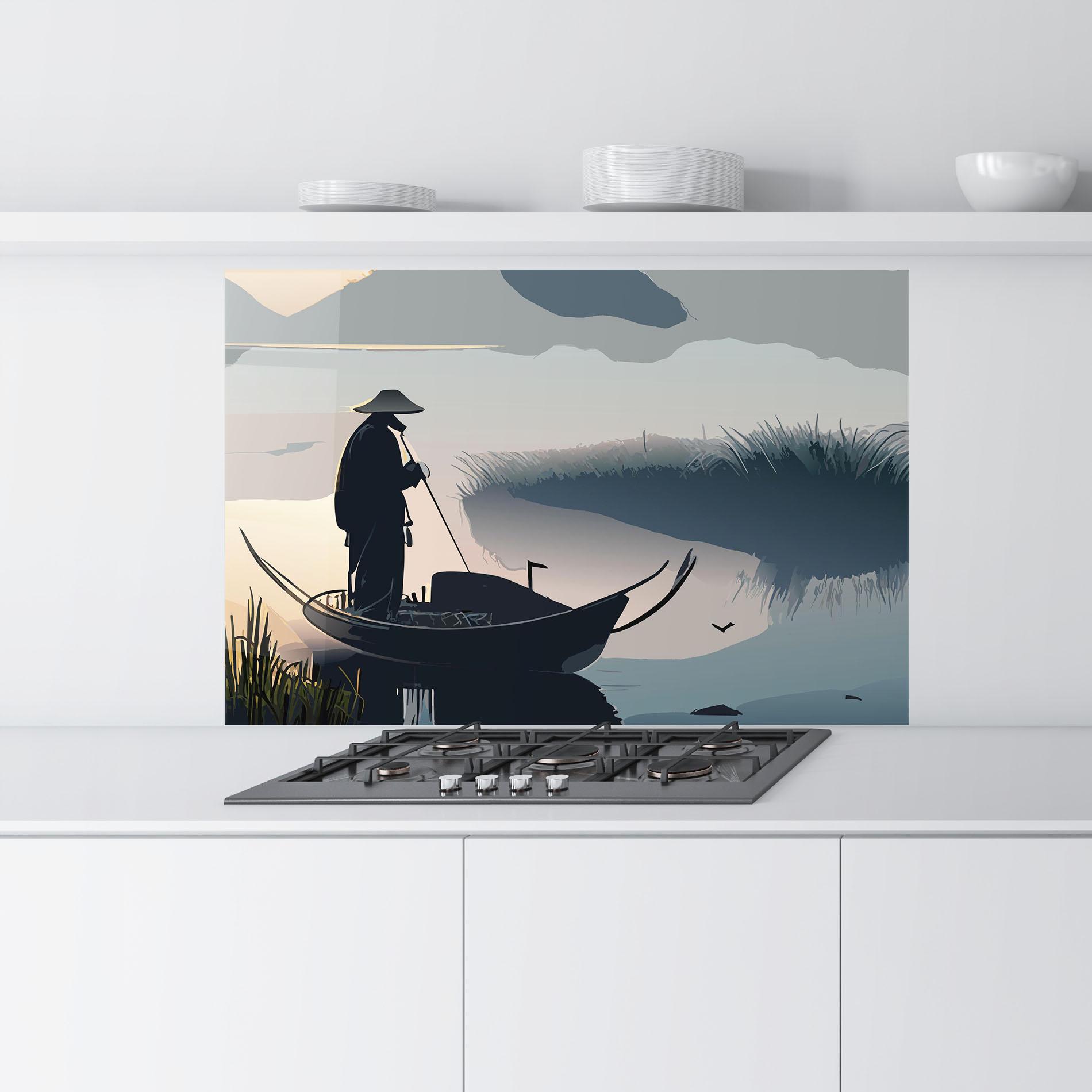 Panou Sticla Bucatarie Japan Lake Man mockup 9