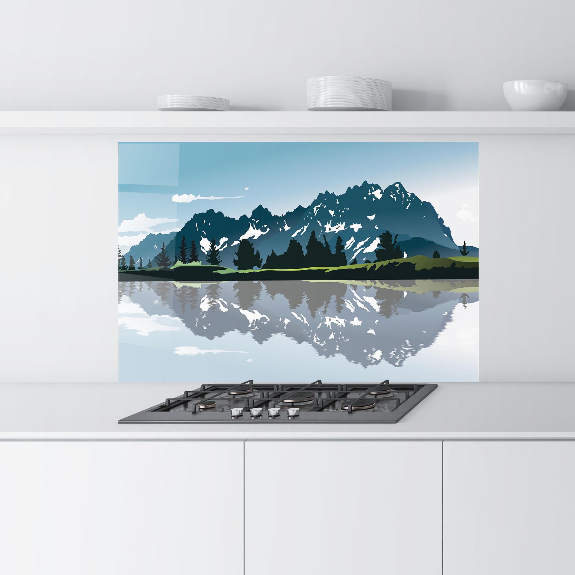 Panou Sticla Bucatarie Lake Blue Mountain mockup 9