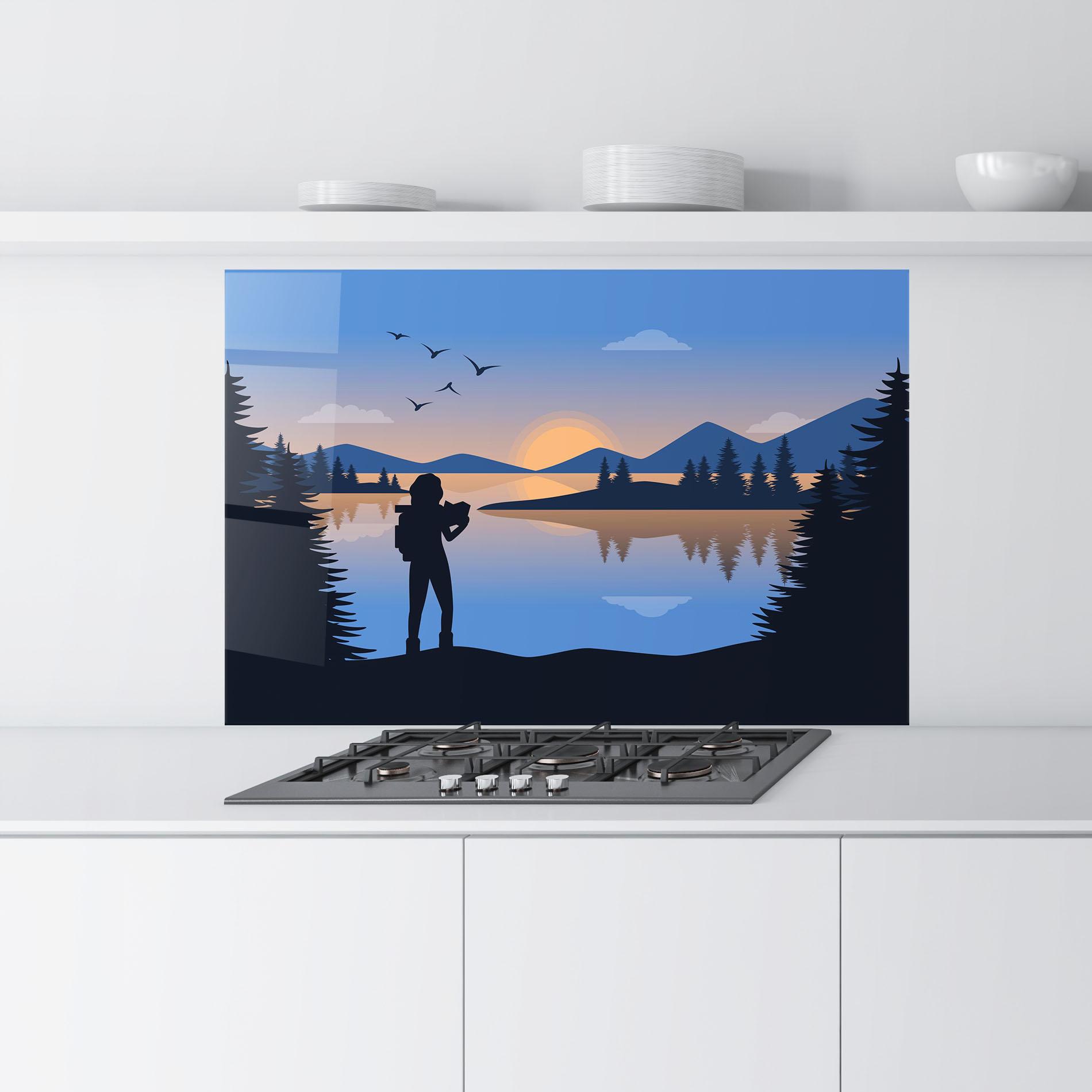 Panou Sticla Bucatarie Lake Woman View mockup 9