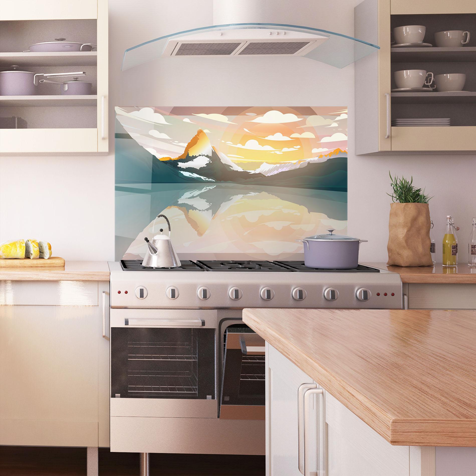 Panou Sticla Bucatarie Green Mountain Lake mockup 1