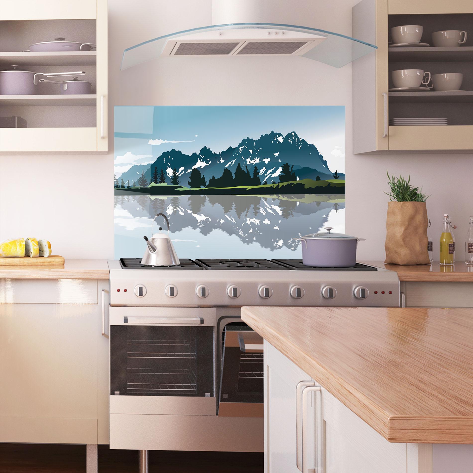 Panou Sticla Bucatarie Lake Blue Mountain mockup 1