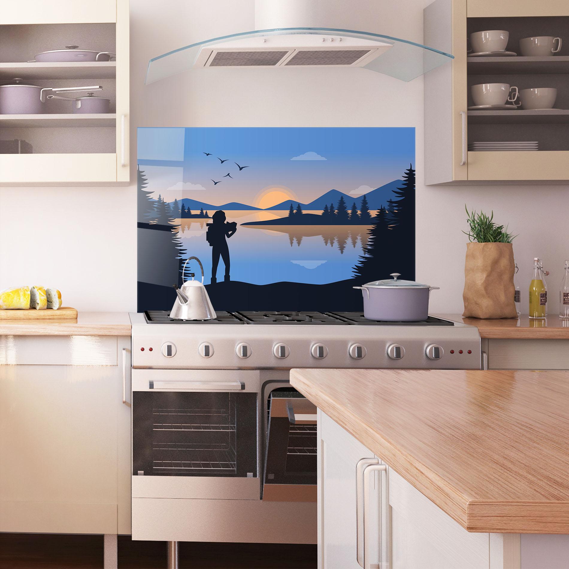 Panou Sticla Bucatarie Lake Woman View mockup 1