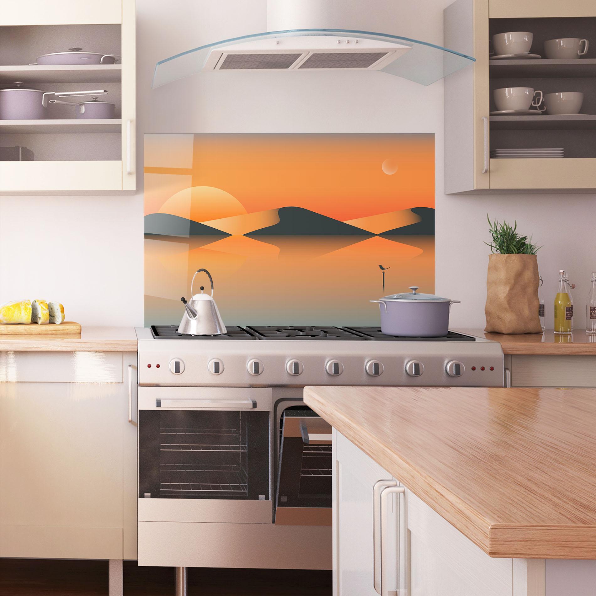 Panou Sticla Bucatarie Orange Bird Lake 01 mockup 1