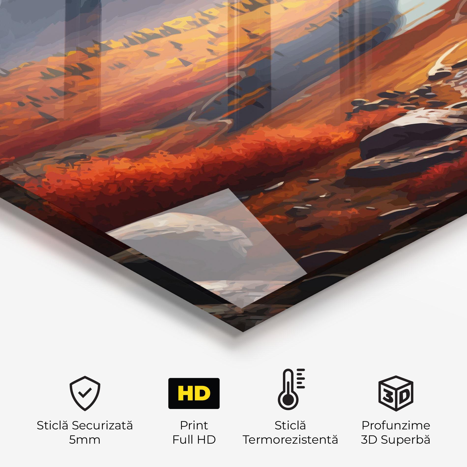 Panou Sticla Bucatarie Autumn Field Lake mockup 2