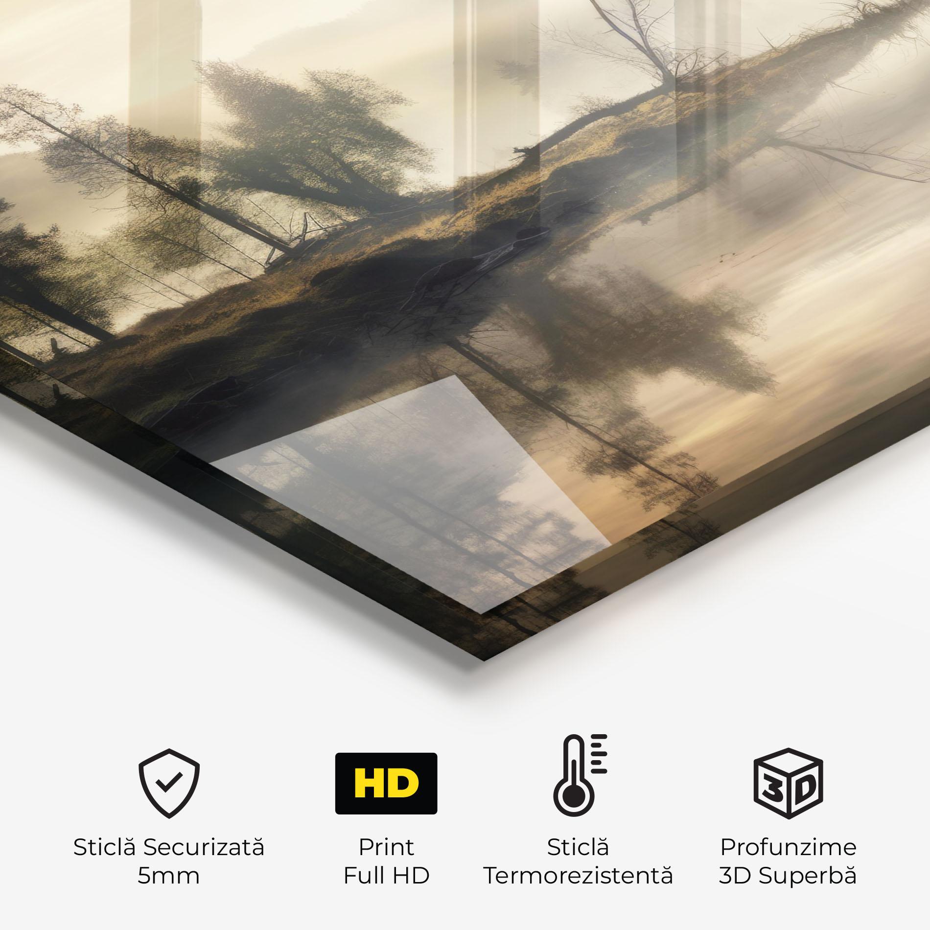 Panou Sticla Bucatarie Foggy Morning mockup 2