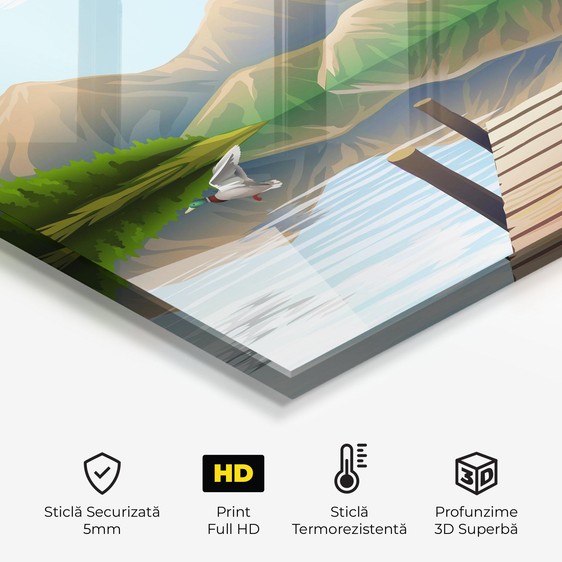 Panou Sticla Bucatarie Morning Lake mockup 2