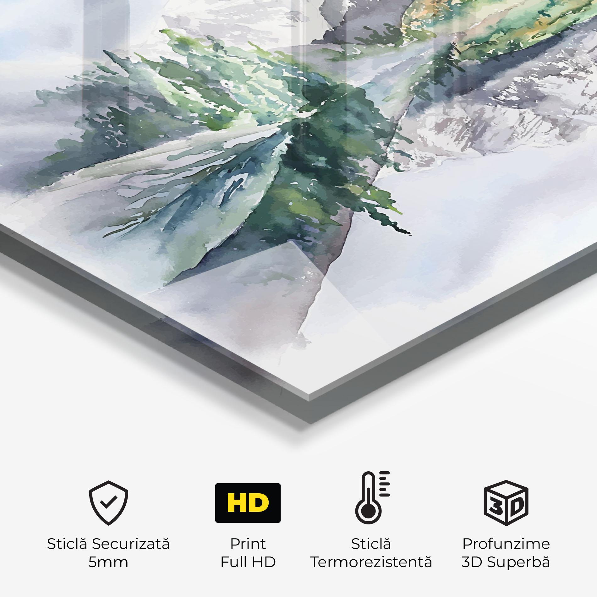 Panou Sticla Bucatarie Mountain Lake Paint mockup 2