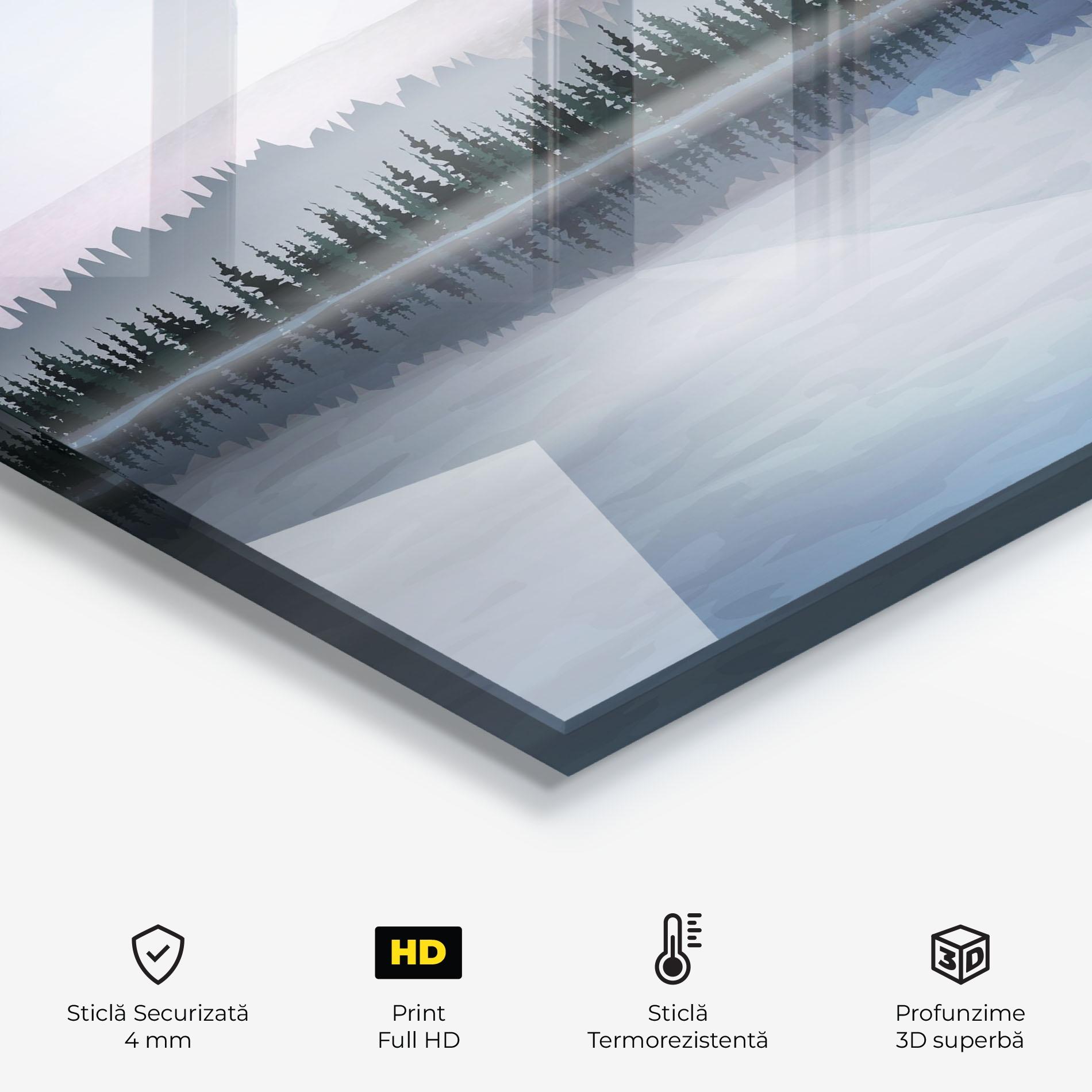 Panou Sticla Bucatarie Grey Lake Trees mockup 2