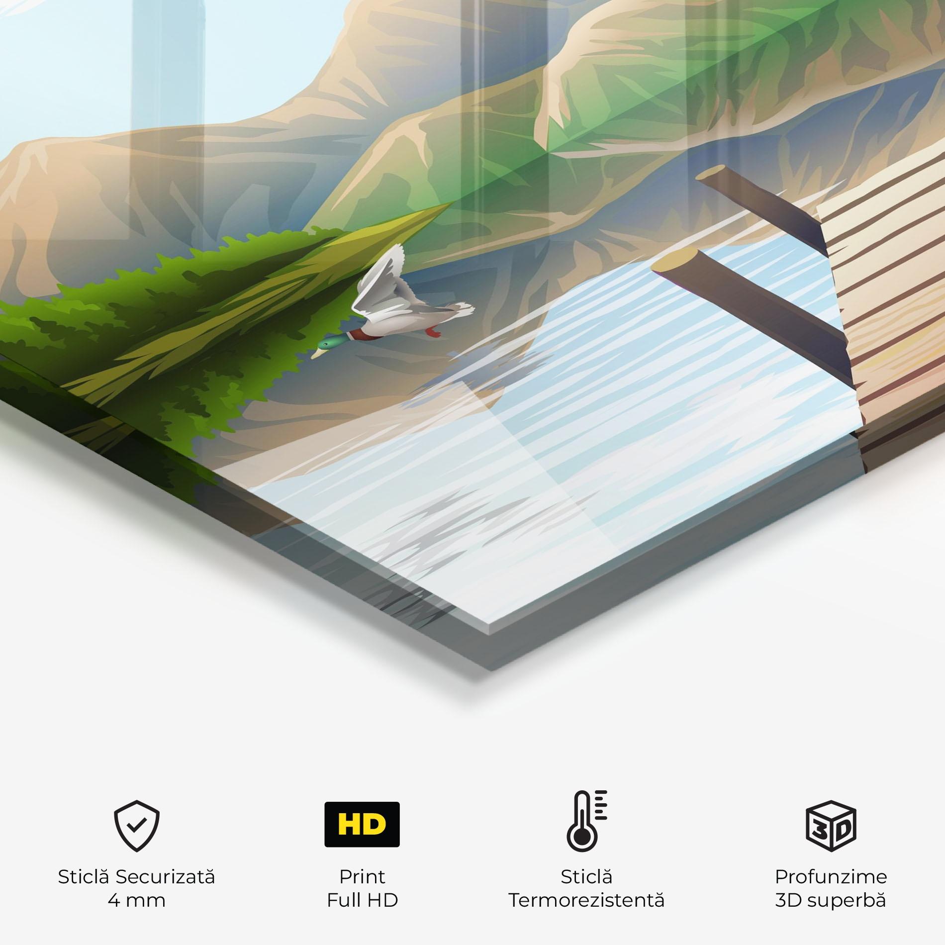 Panou Sticla Bucatarie Morning Lake mockup 2