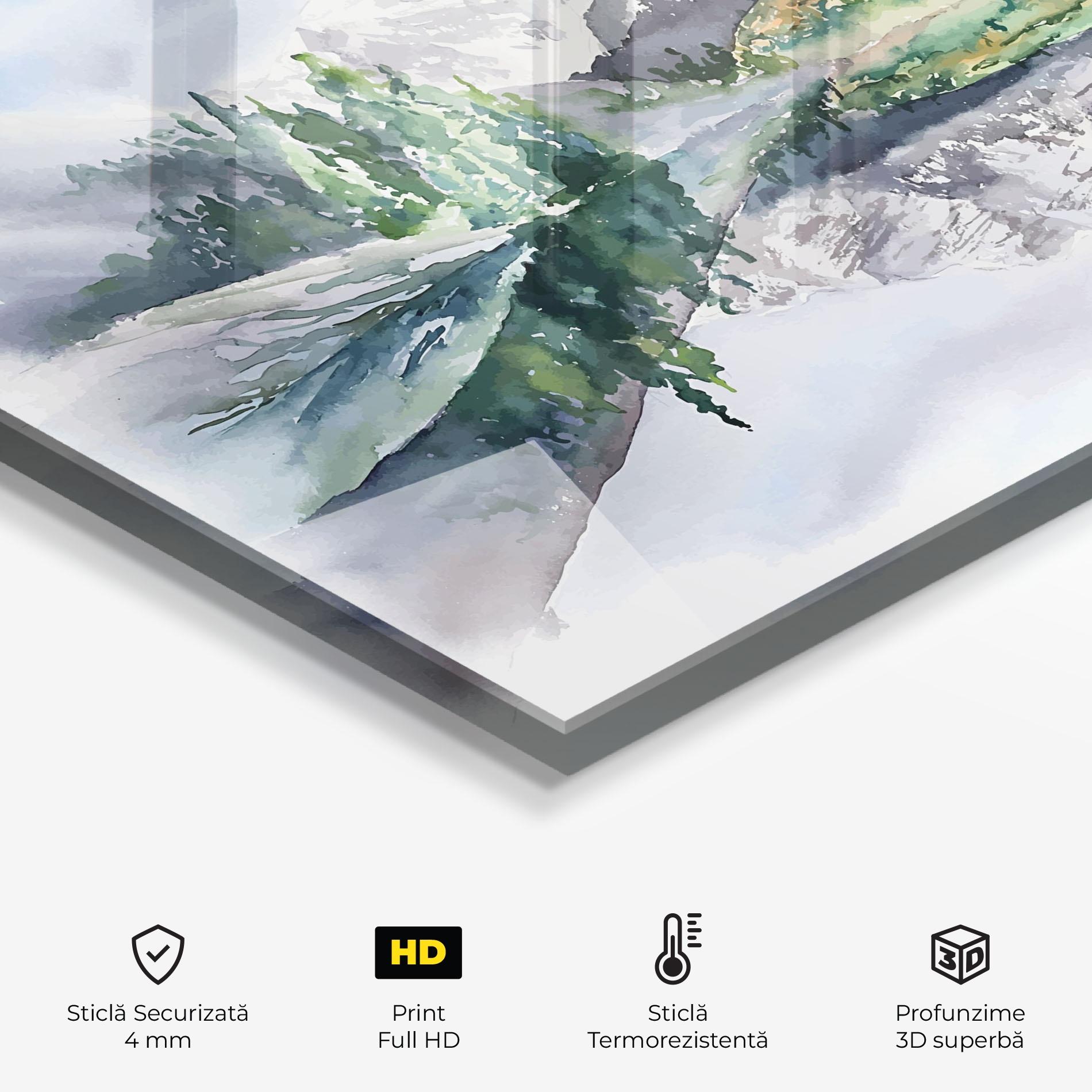 Panou Sticla Bucatarie Mountain Lake Paint mockup 2