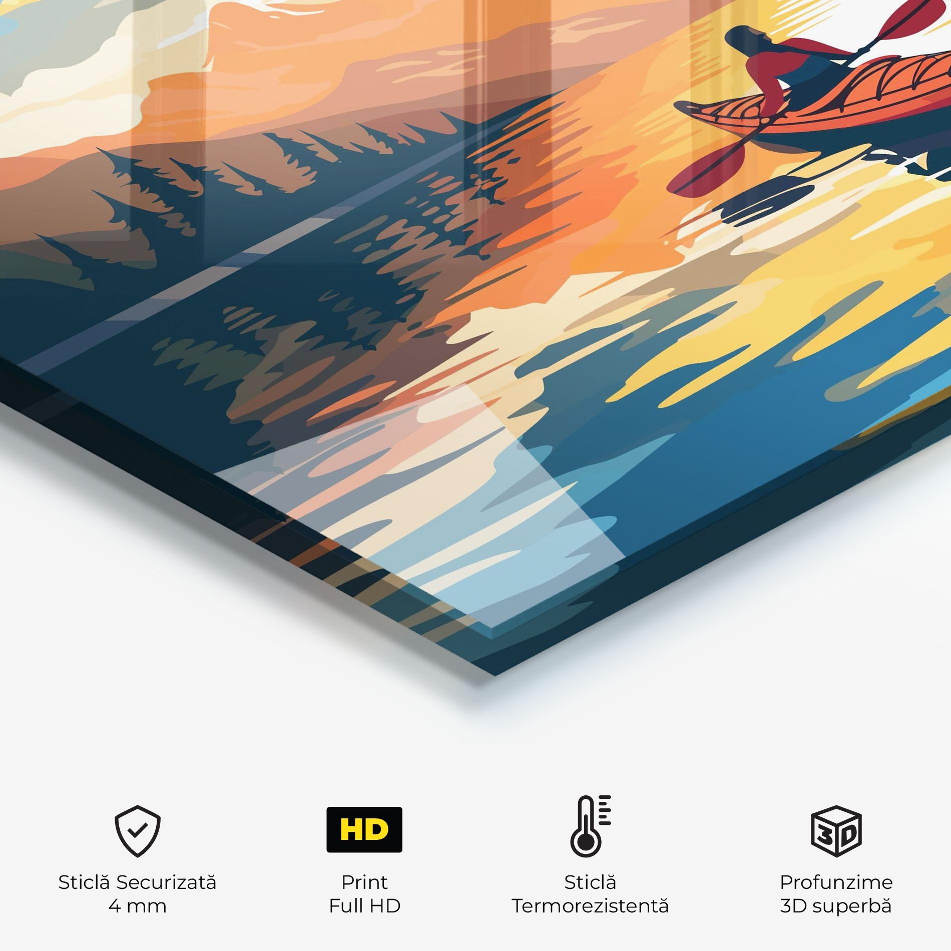 Panou Sticla Bucatarie Young_woman_kayaking_in_crystal_lake_illustration_6 mockup 2
