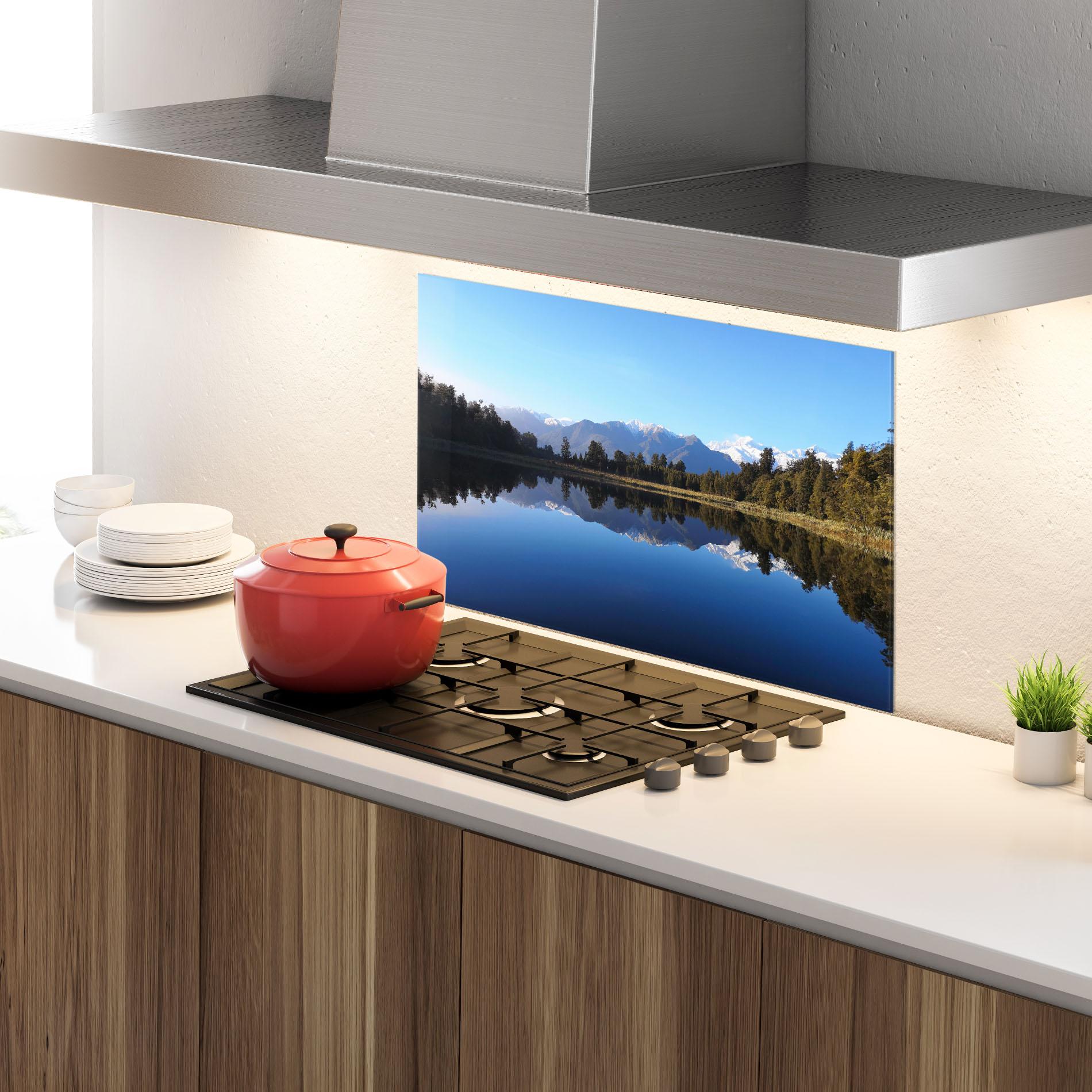 Panou Sticla Bucatarie Forest View Lake mockup 4