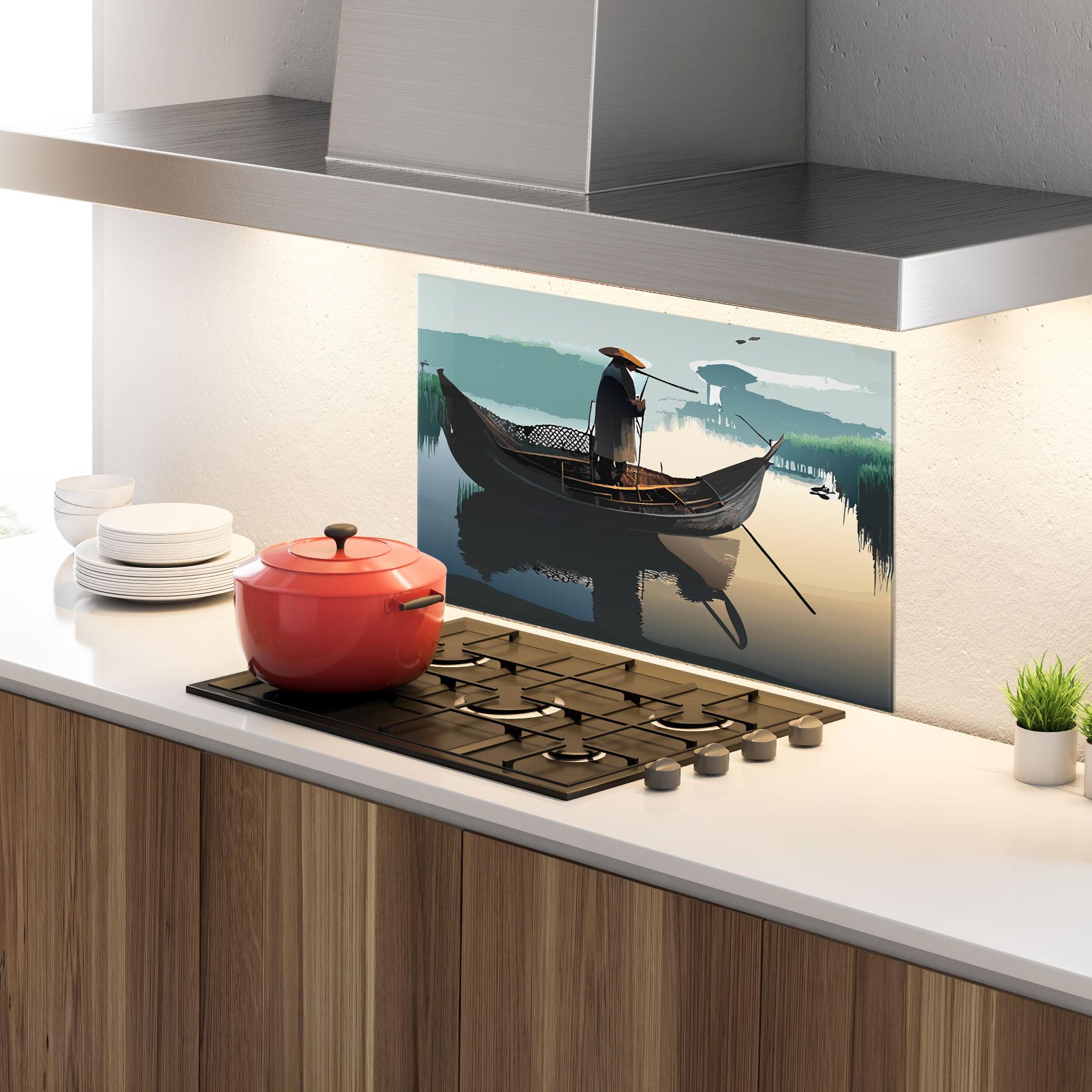 Panou Sticla Bucatarie Japan Man Lake mockup 4