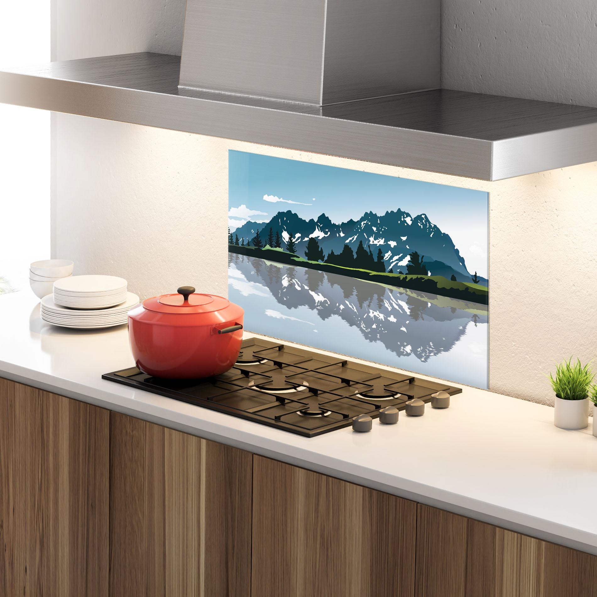 Panou Sticla Bucatarie Lake Blue Mountain mockup 4