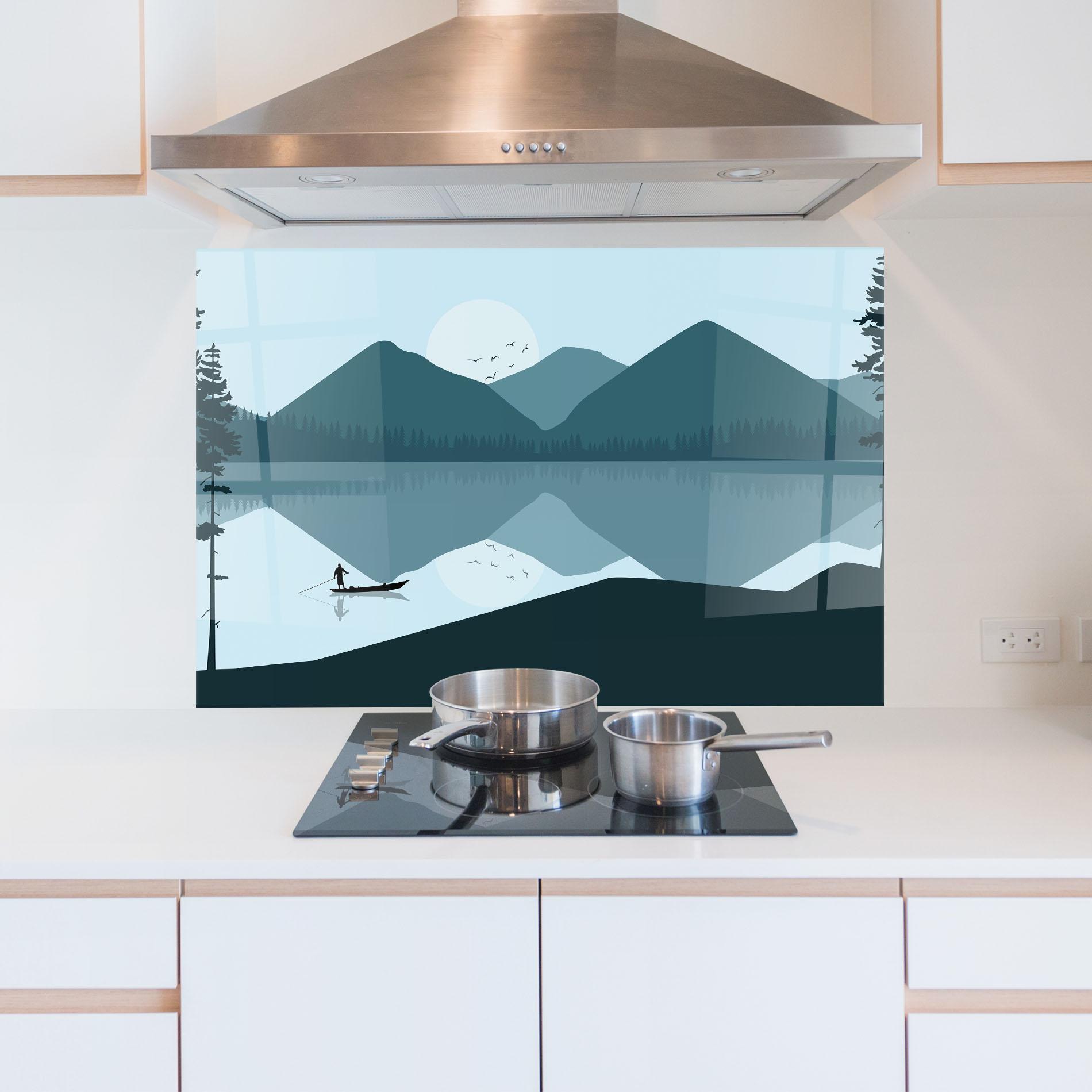 Panou Sticla Bucatarie Blue Light Lake mockup 5