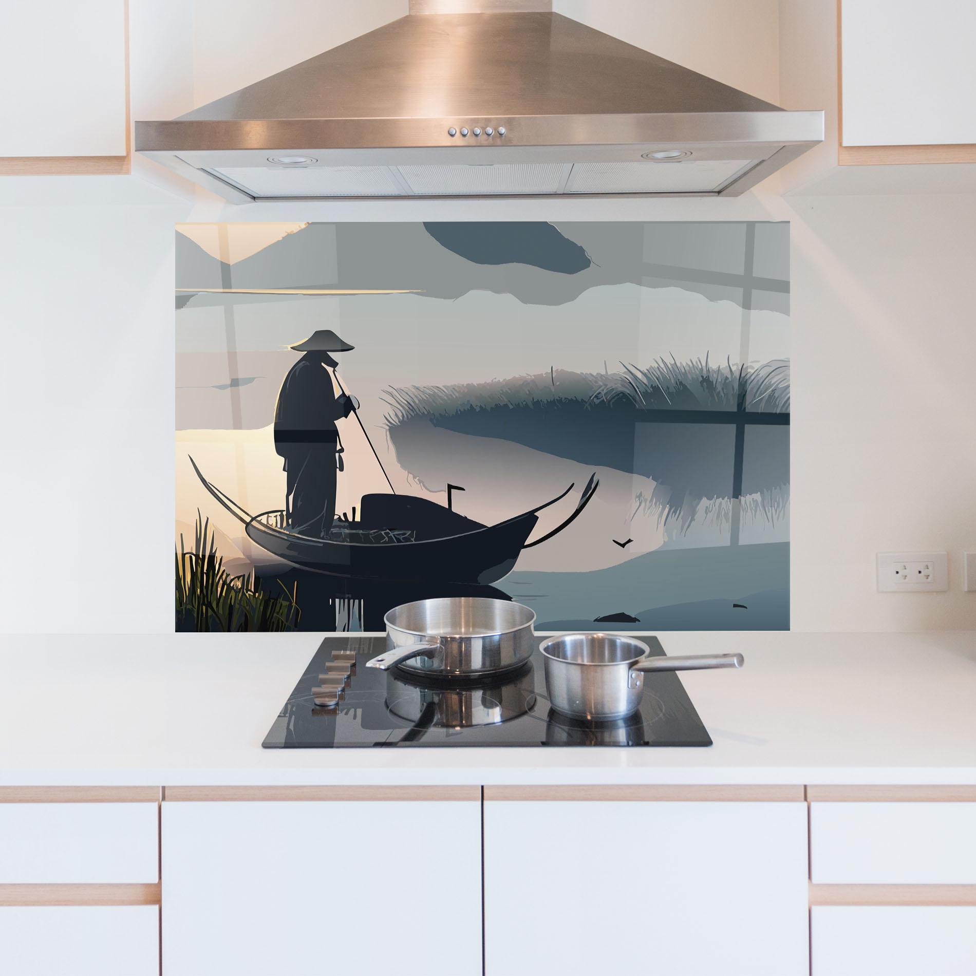 Panou Sticla Bucatarie Japan Lake Man mockup 5