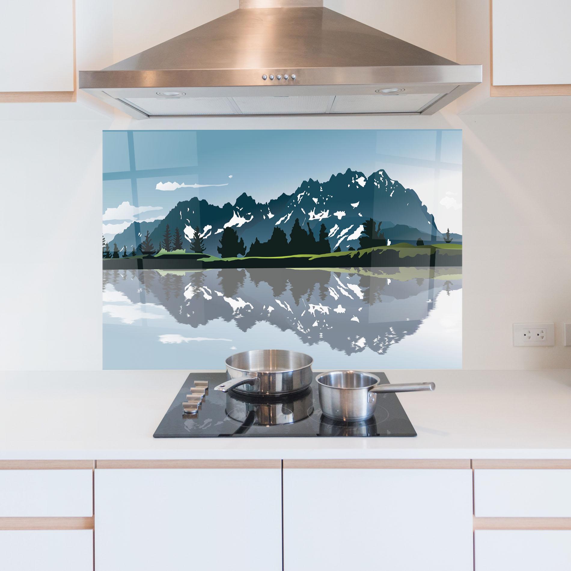 Panou Sticla Bucatarie Lake Blue Mountain mockup 5