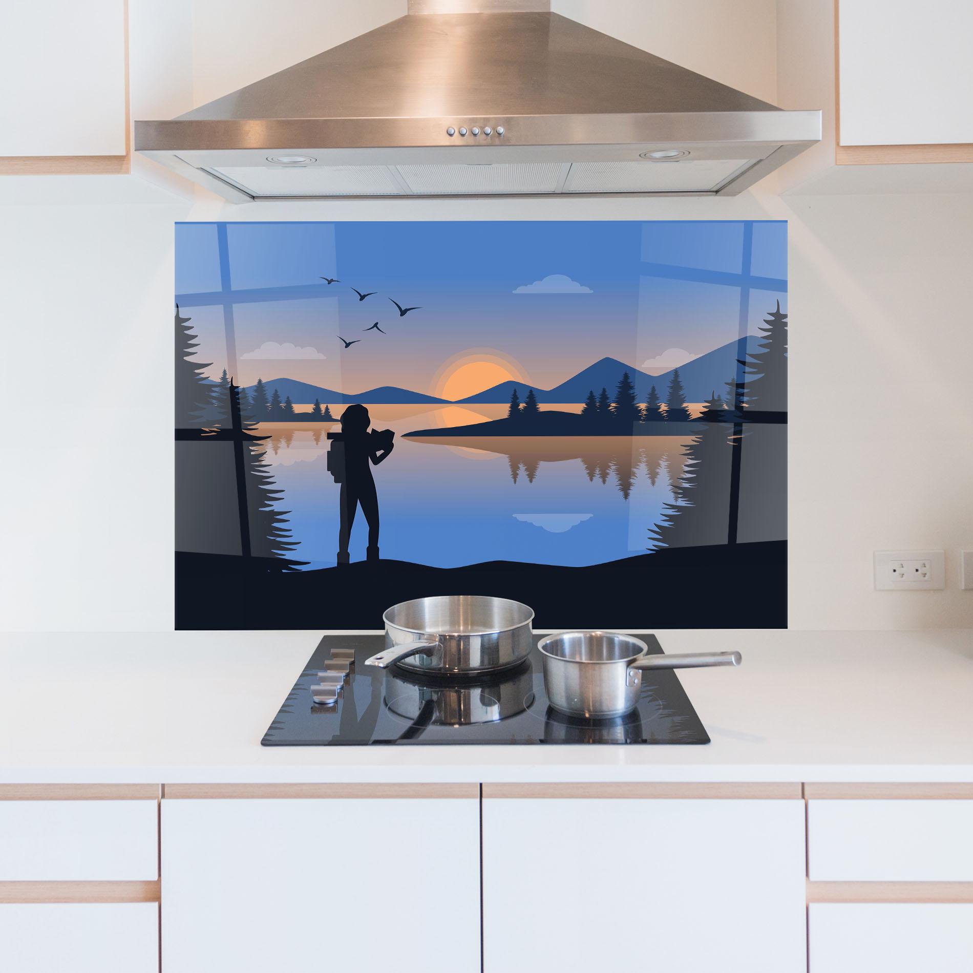 Panou Sticla Bucatarie Lake Woman View mockup 5