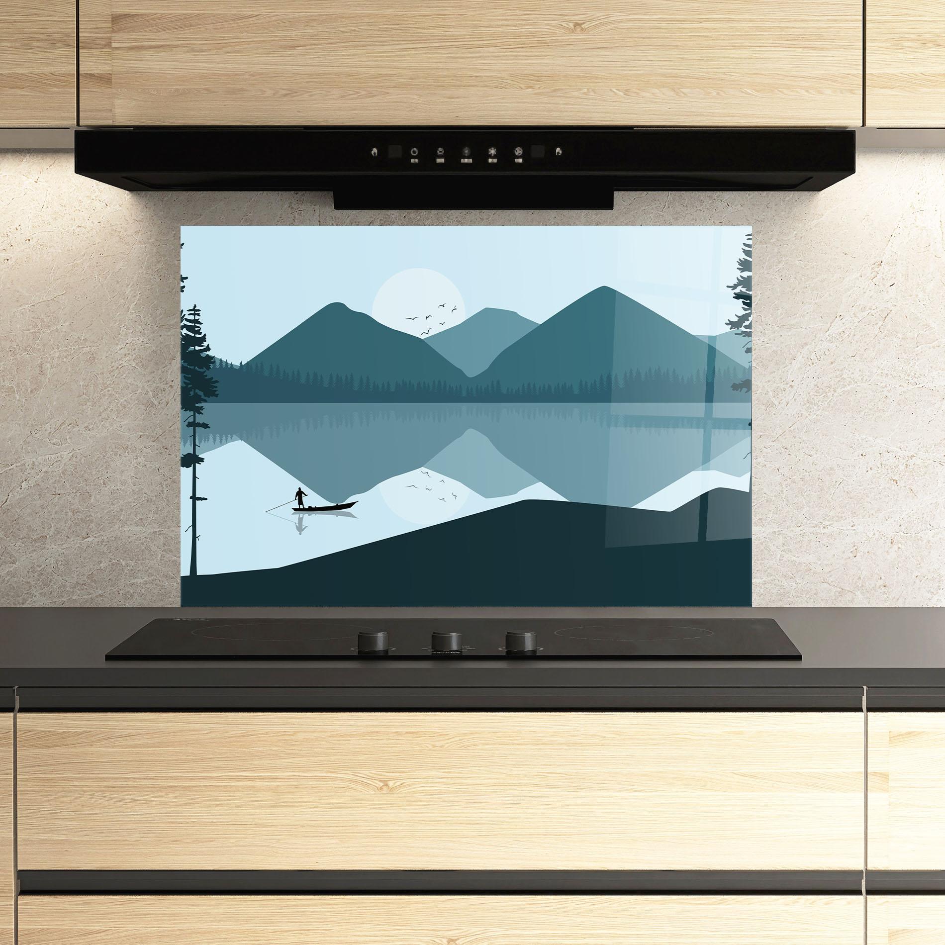 Panou Sticla Bucatarie Blue Light Lake mockup 3