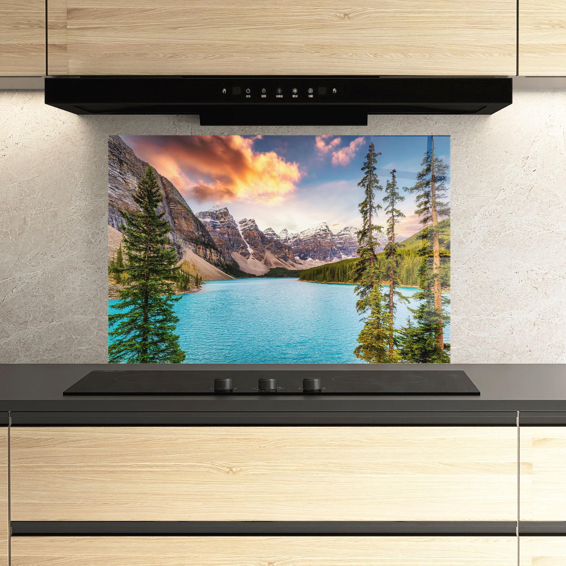 Panou Sticla Bucatarie Blue Magic Lake mockup 3