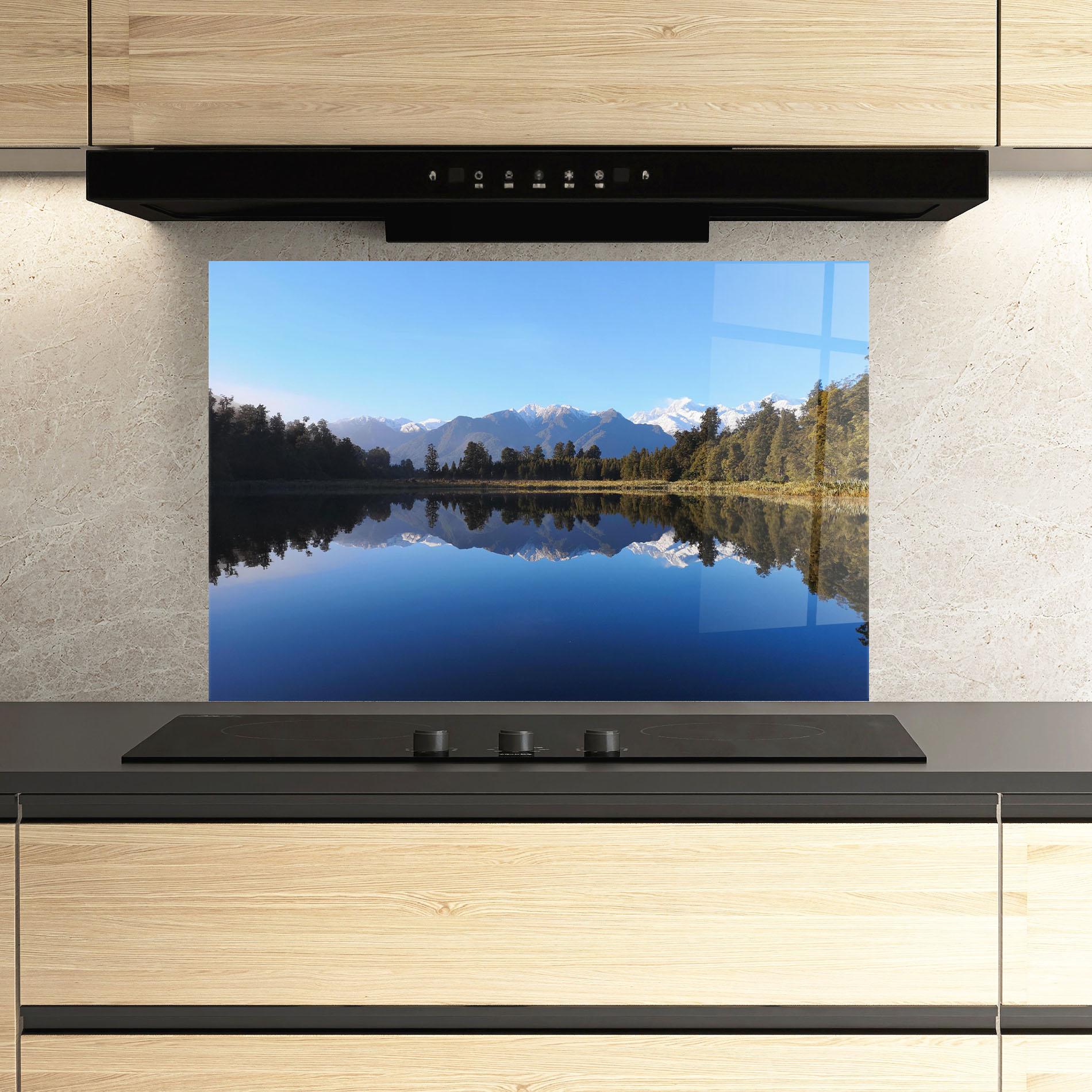 Panou Sticla Bucatarie Forest View Lake mockup 3