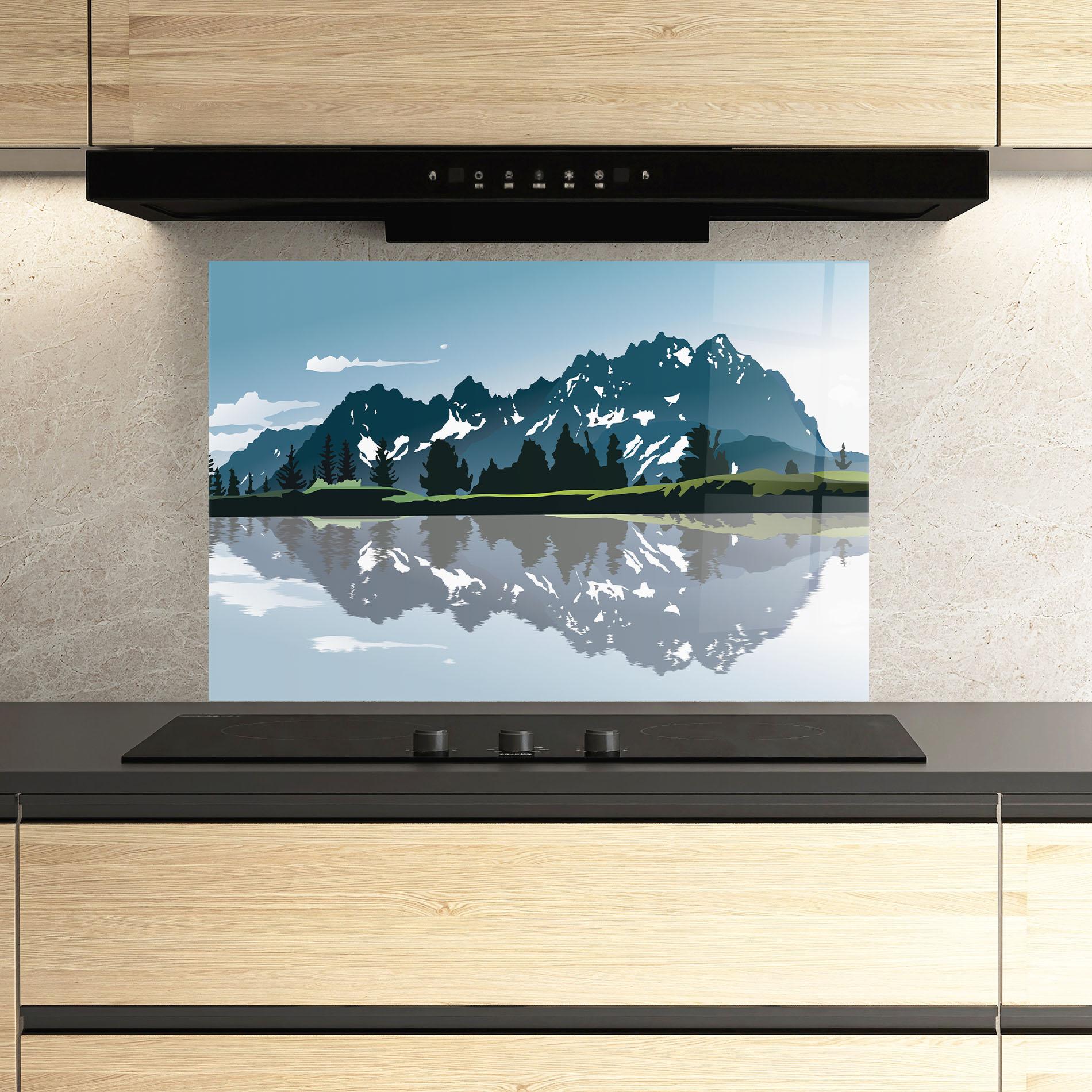 Panou Sticla Bucatarie Lake Blue Mountain mockup 3