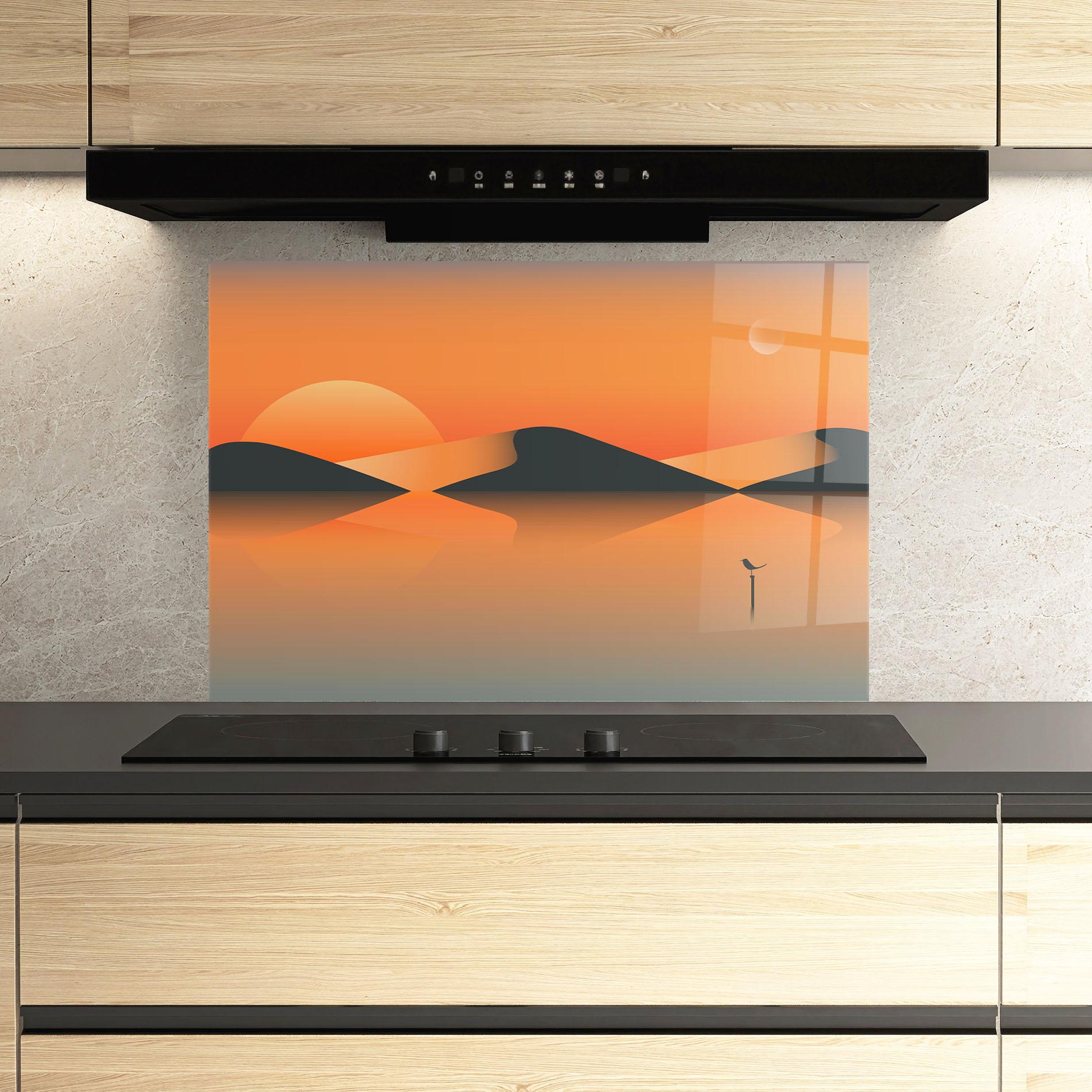 Panou Sticla Bucatarie Orange Bird Lake 01 mockup 3