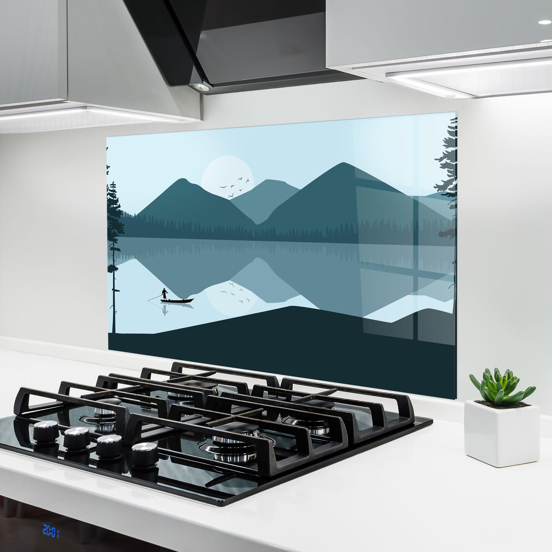 Panou Sticla Bucatarie Blue Light Lake mockup 6