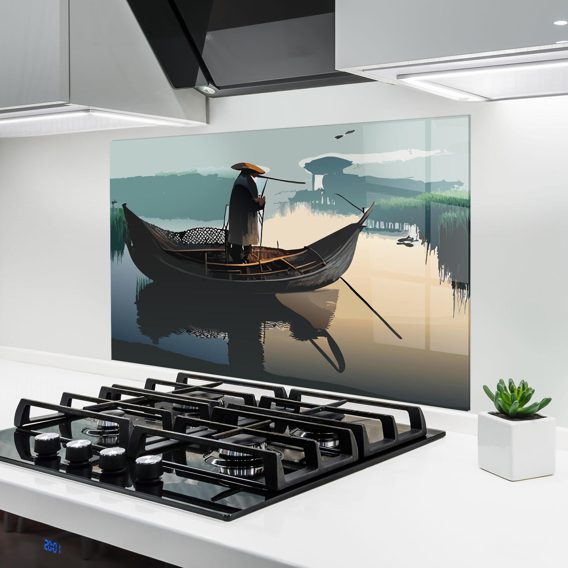 Panou Sticla Bucatarie Japan Man Lake mockup 6