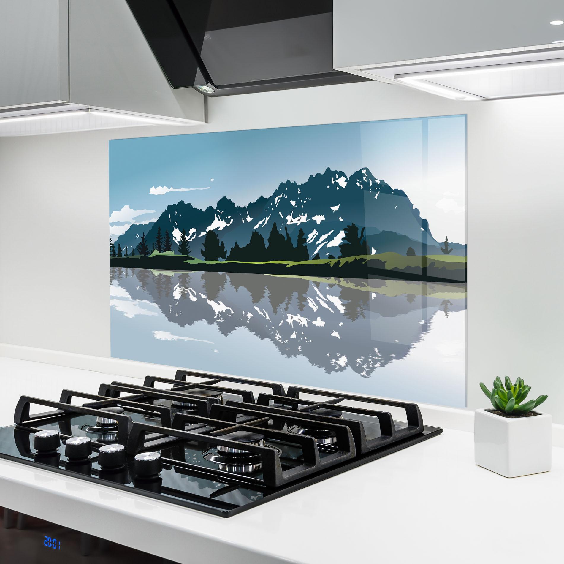 Panou Sticla Bucatarie Lake Blue Mountain mockup 6