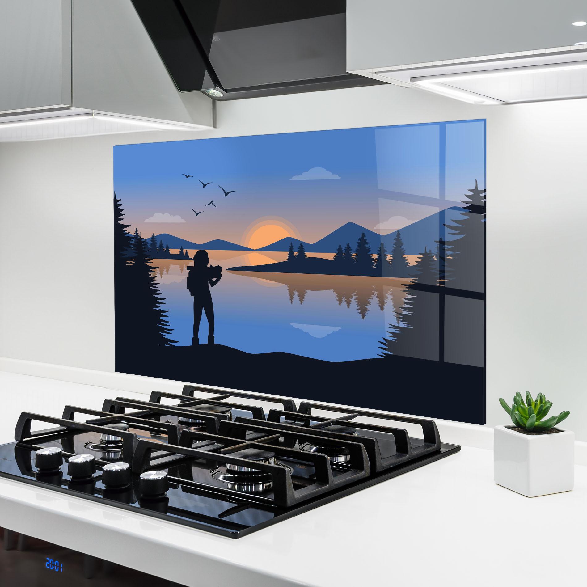 Panou Sticla Bucatarie Lake Woman View mockup 6