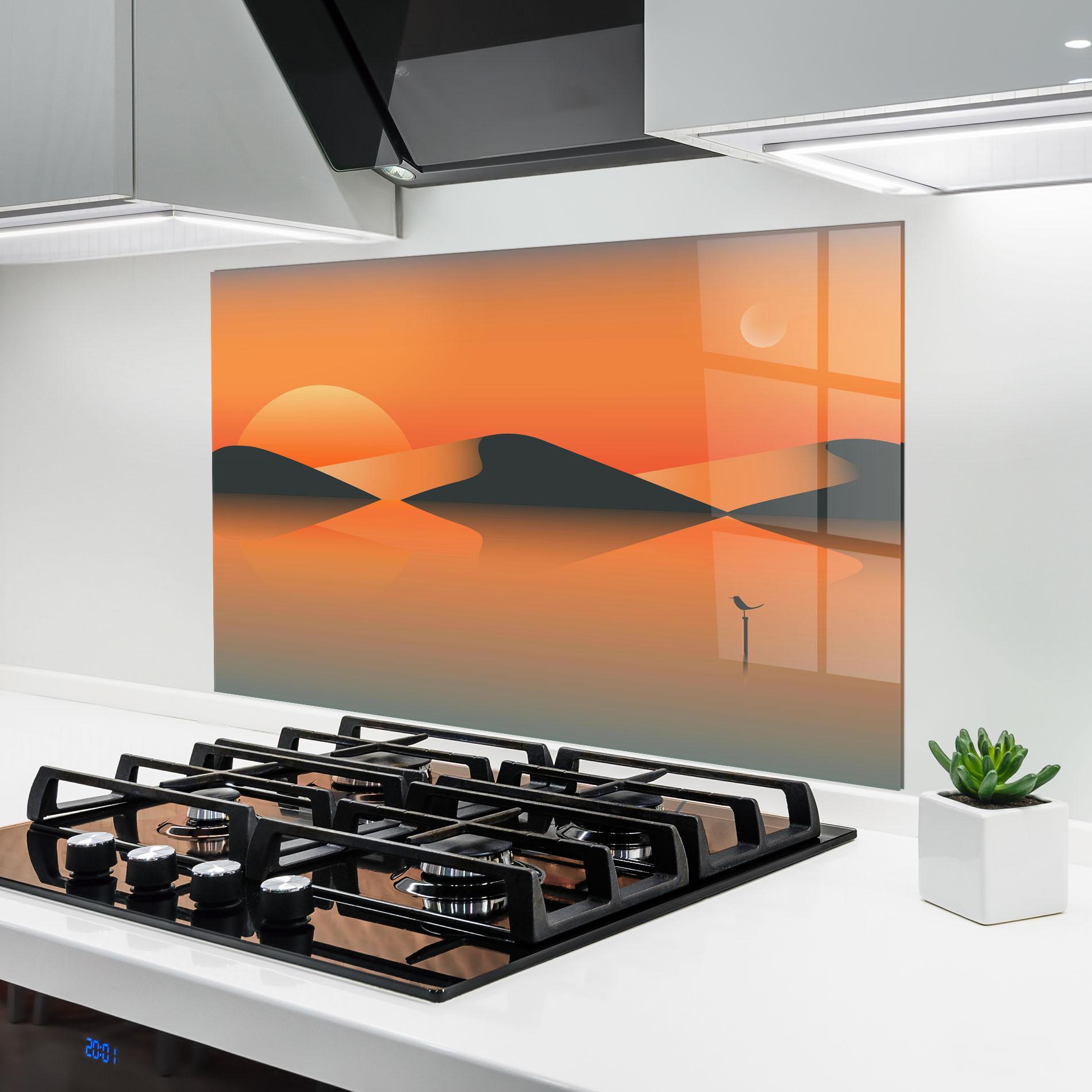 Panou Sticla Bucatarie Orange Bird Lake 01 mockup 6