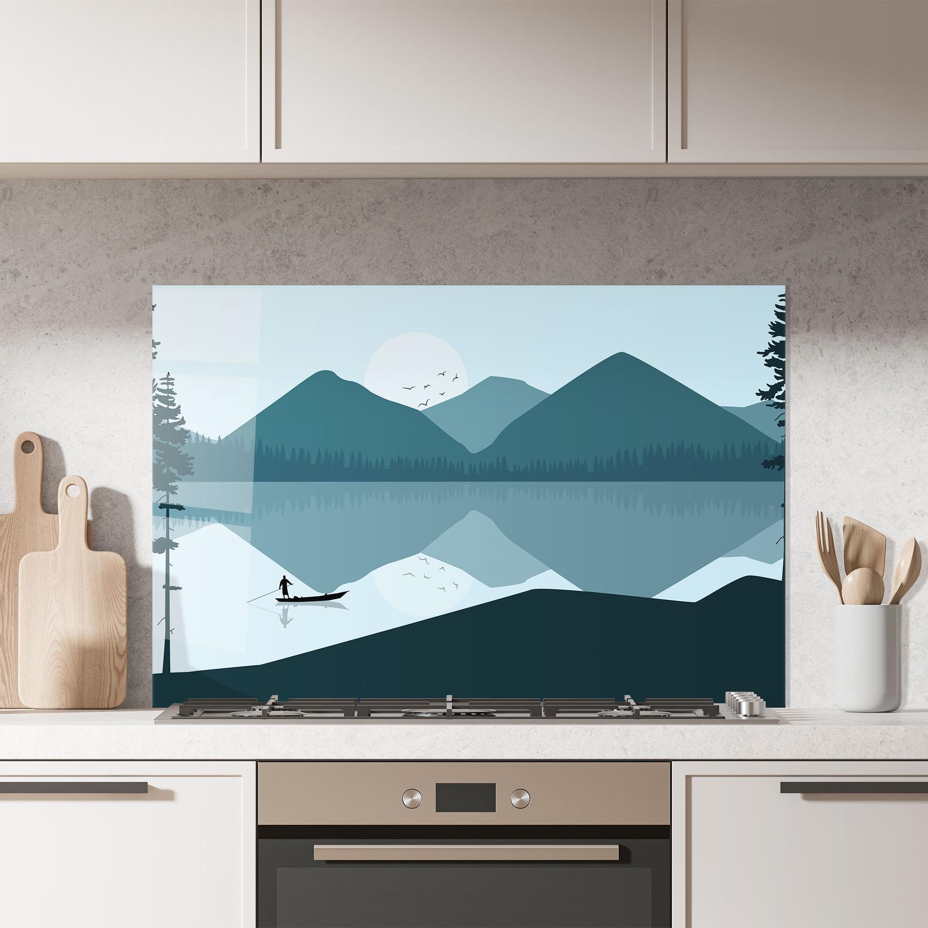 Panou Sticla Bucatarie Blue Light Lake mockup 7