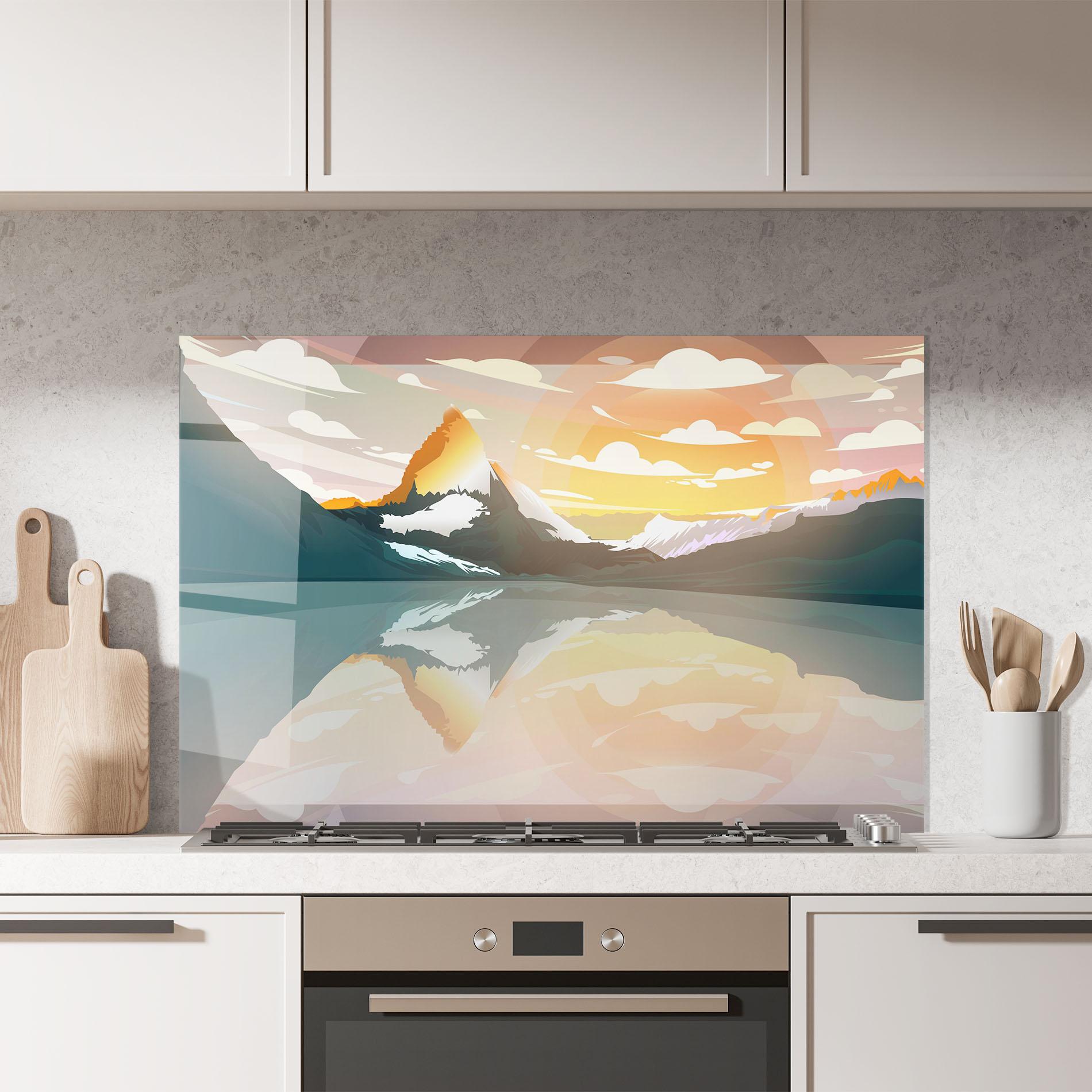 Panou Sticla Bucatarie Green Mountain Lake mockup 7